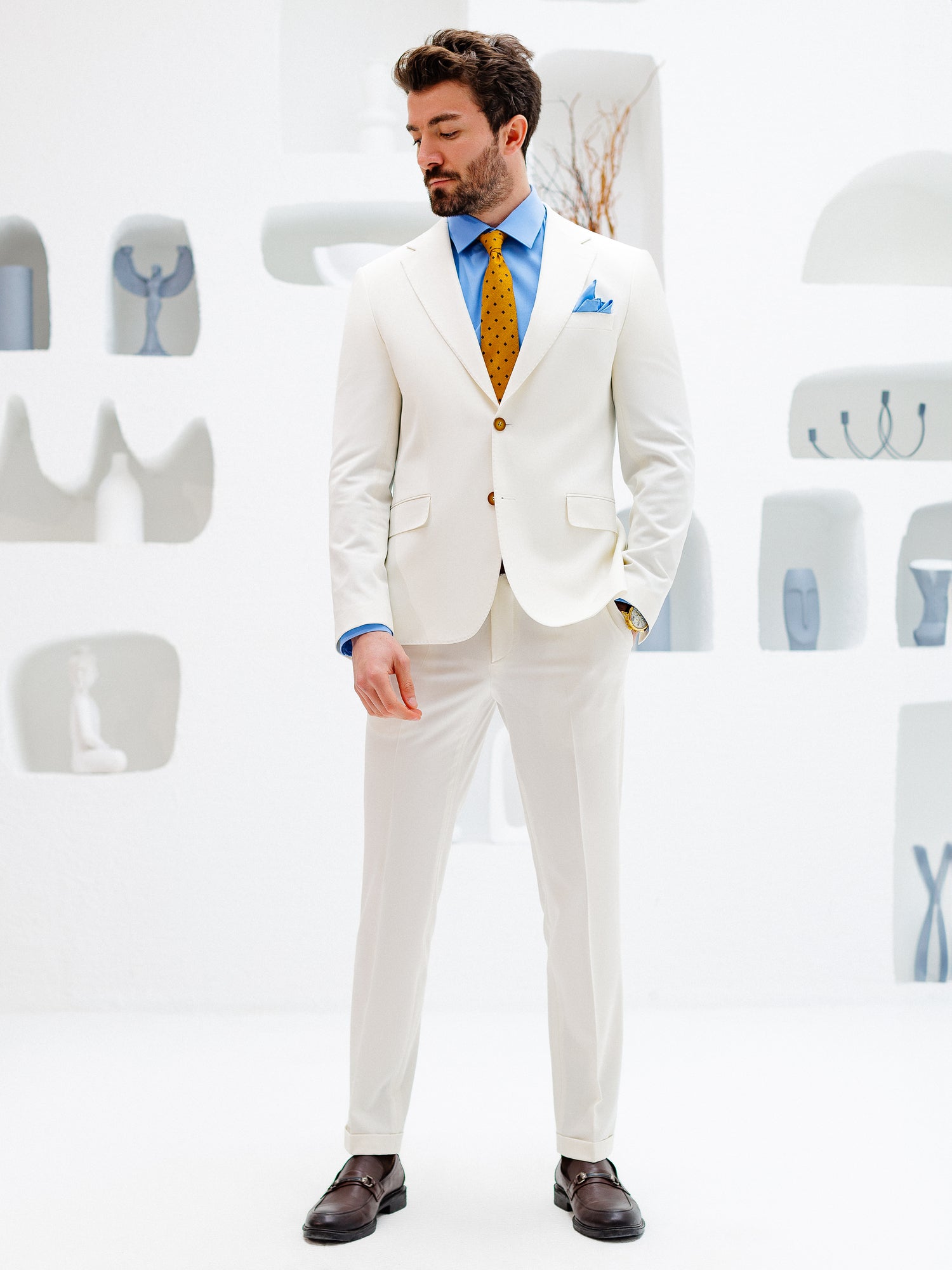 White Slim-Fit Suit 3-Piece