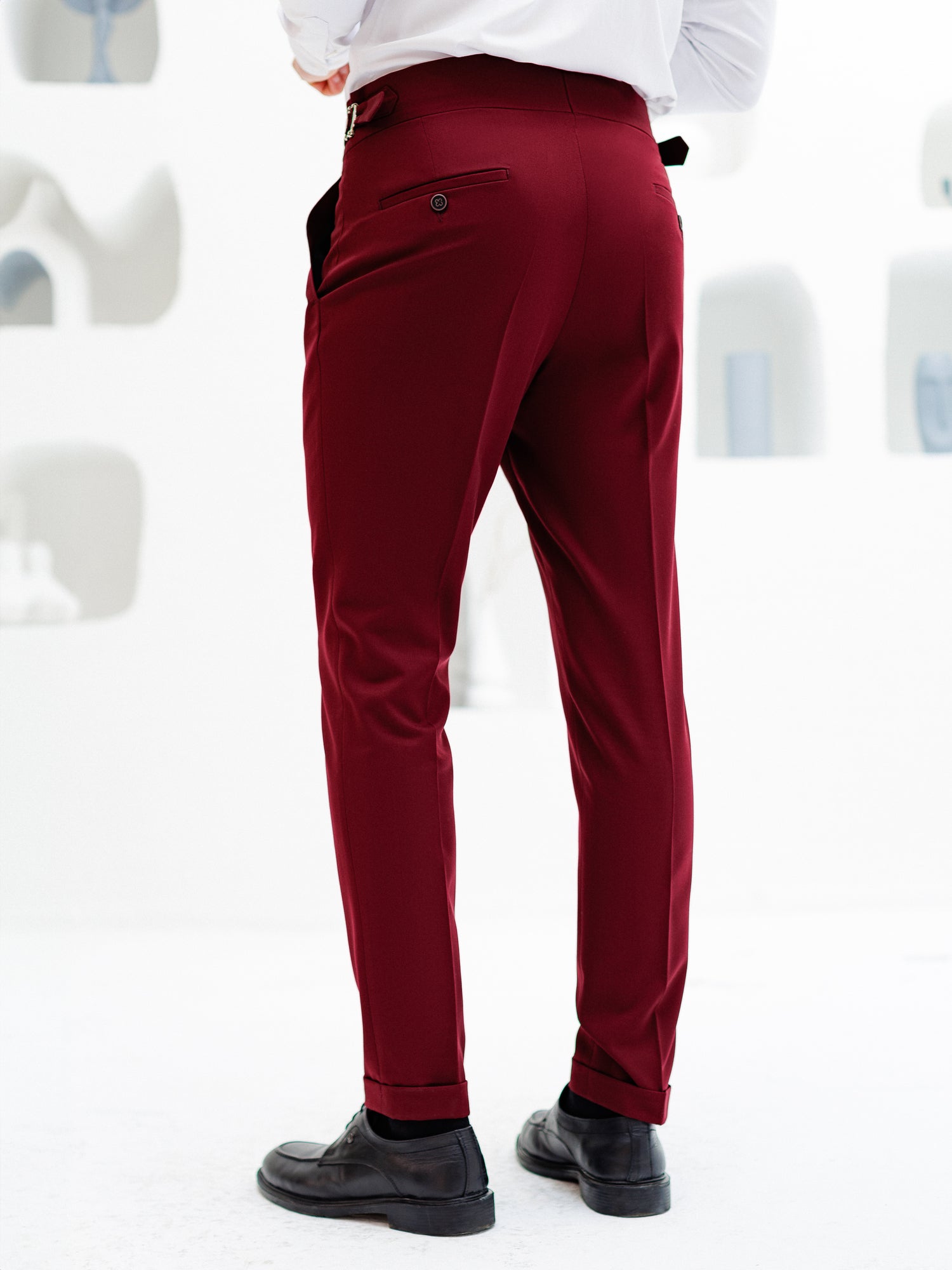 Bordeaux High Waist Slim-Fit Pants