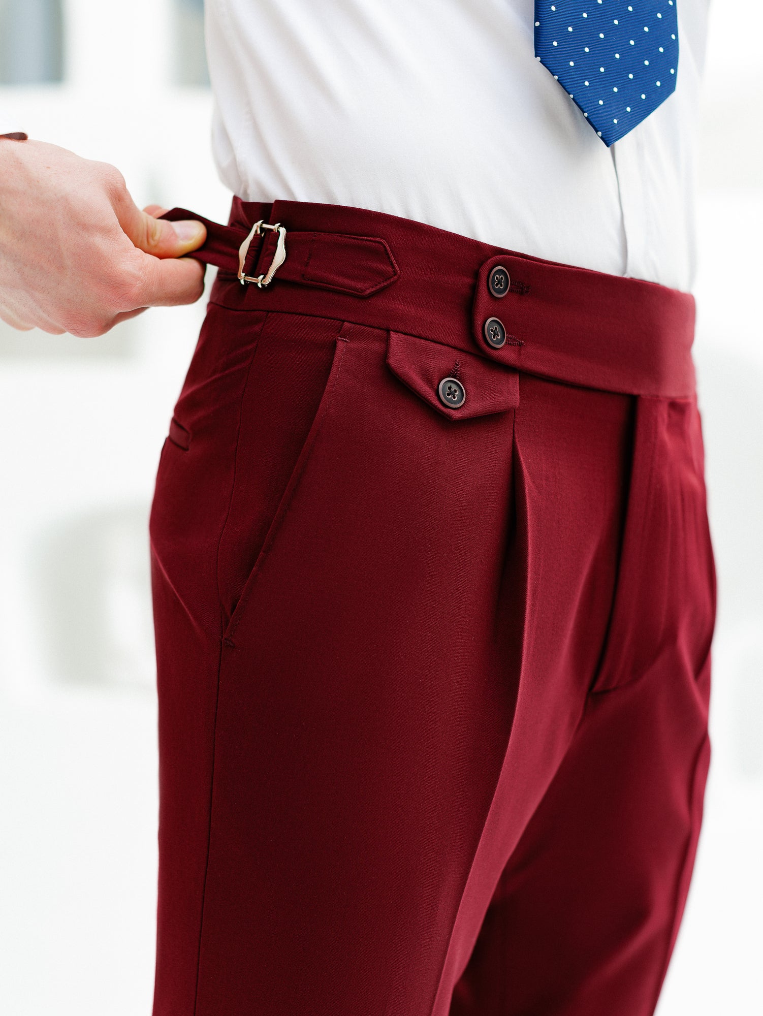 Bordeaux High Waist Slim-Fit Pants