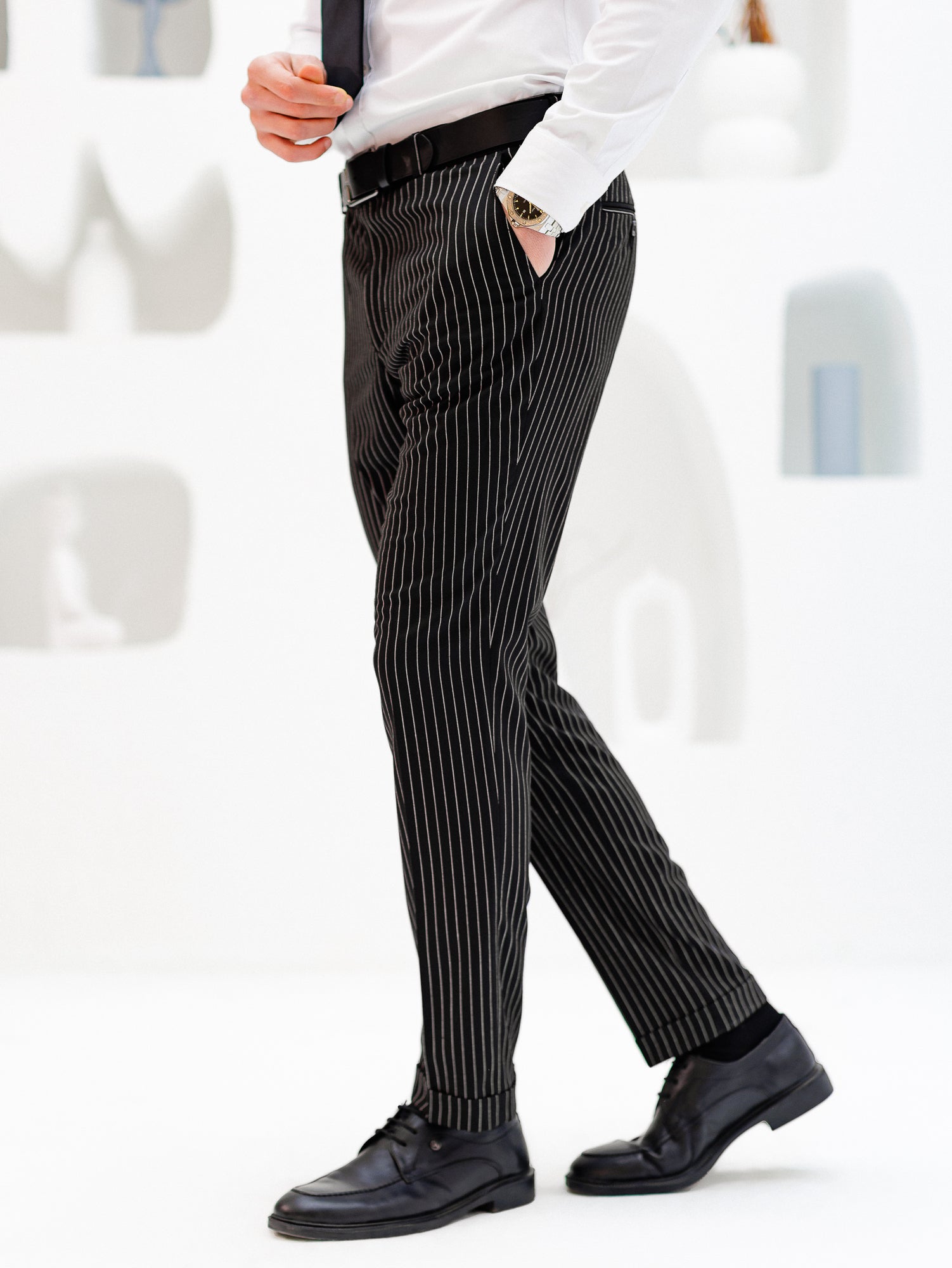 Black Striped Slim-Fit Suit 3-Piece