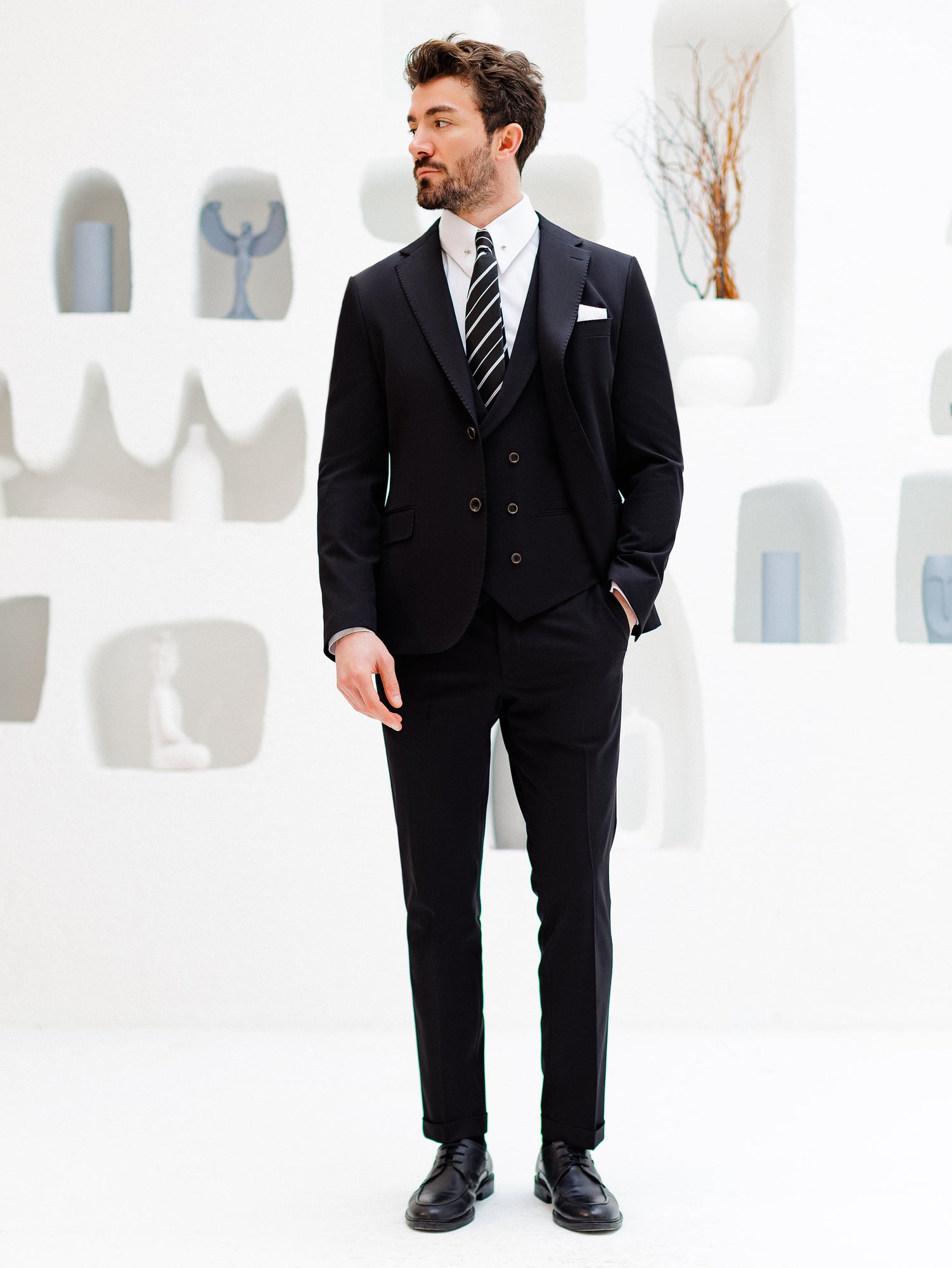 Black Slim-Fit Suit 3-Piece