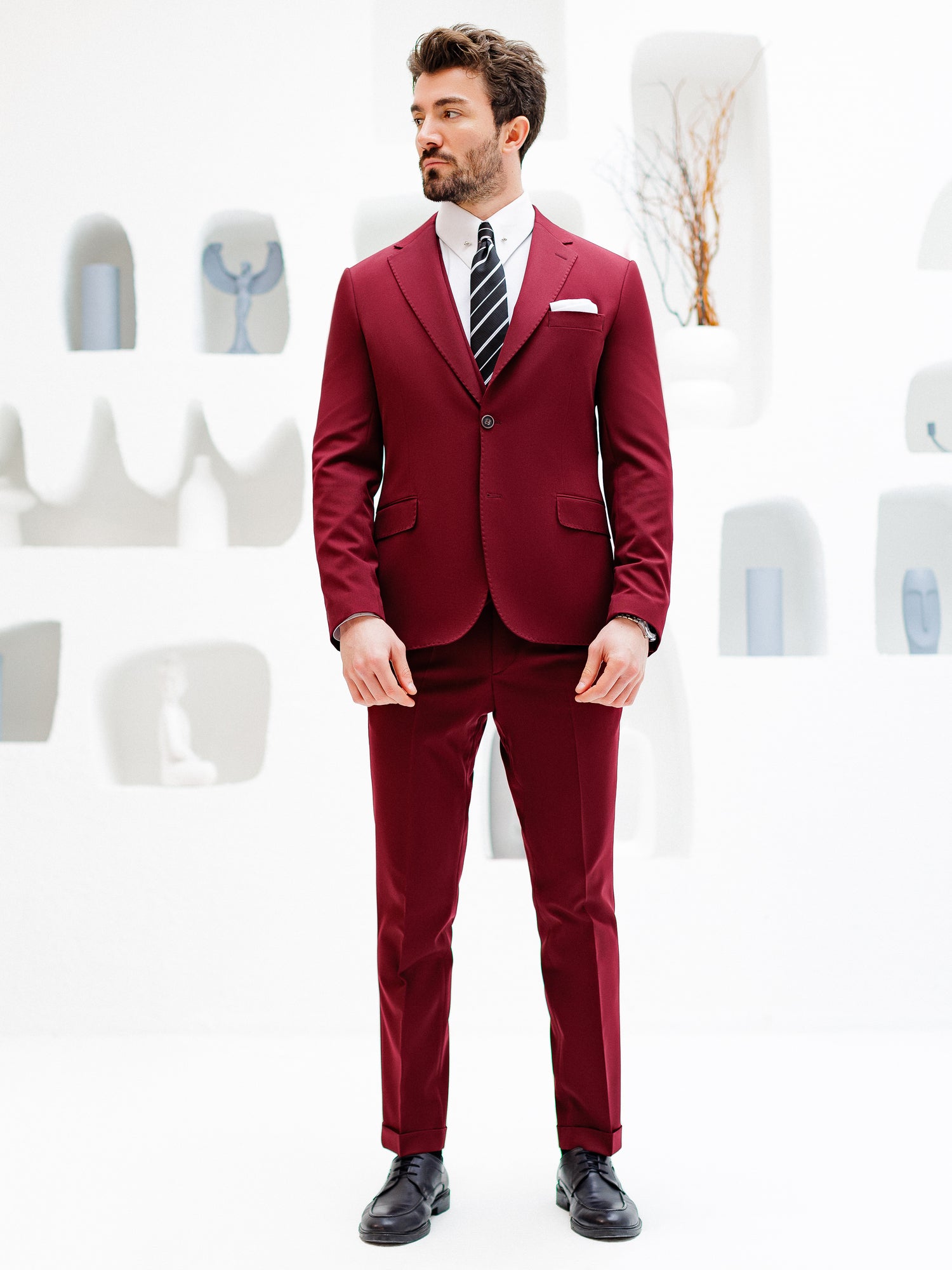 Bordeaux Slim-Fit Suit 3-Piece