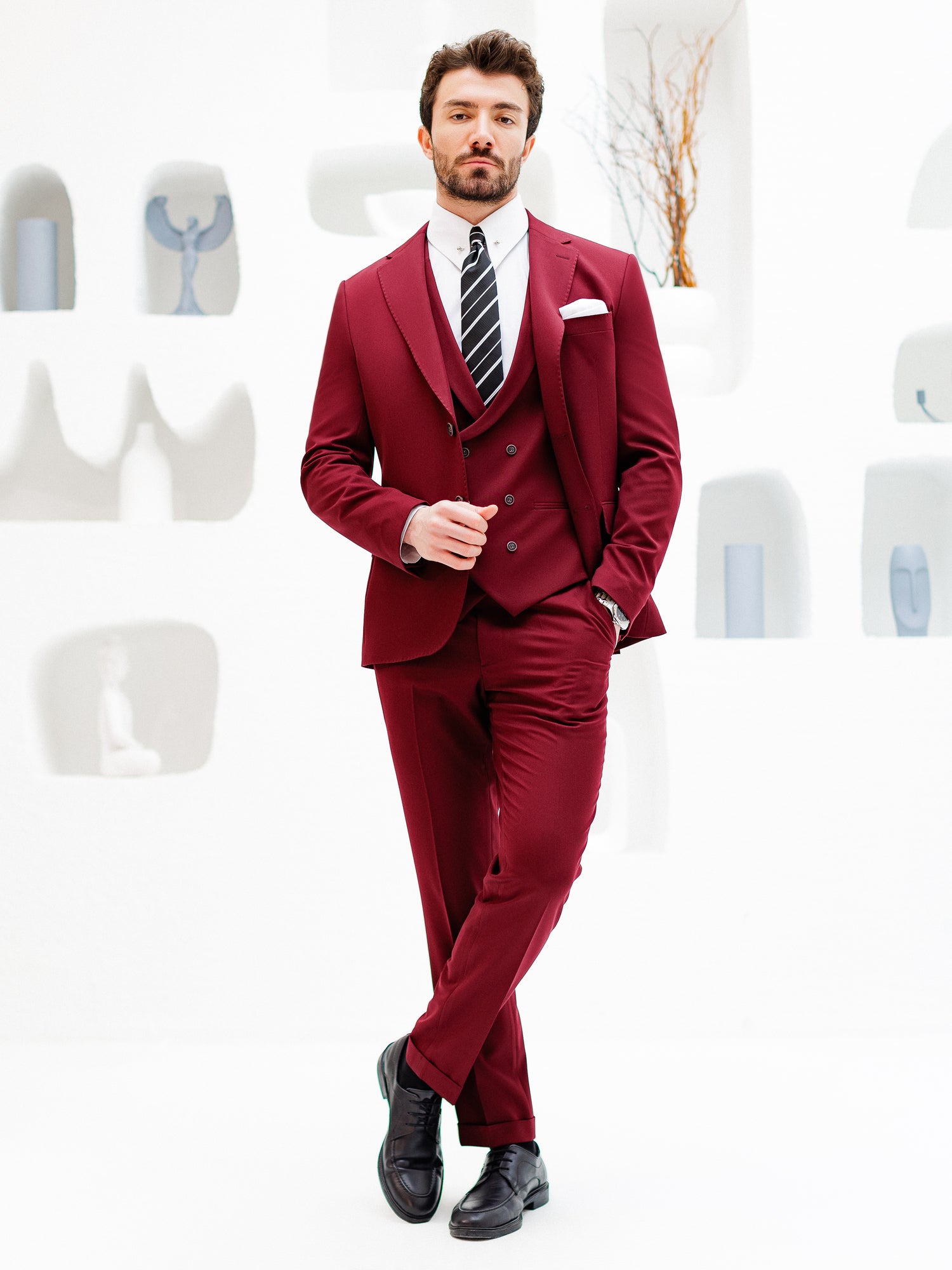 Bordeaux Slim-Fit Suit 3-Piece