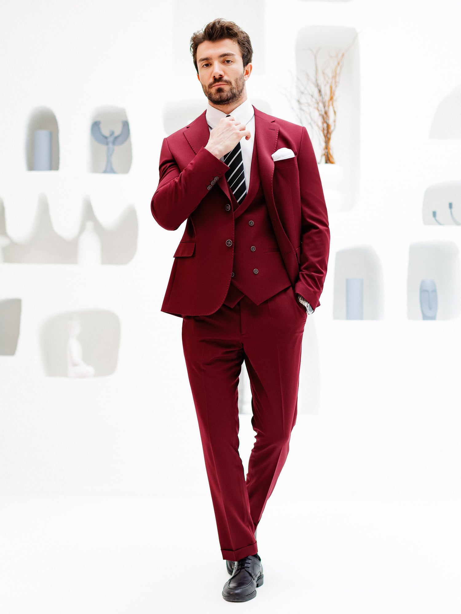 Bordeaux Slim-Fit Suit 3-Piece