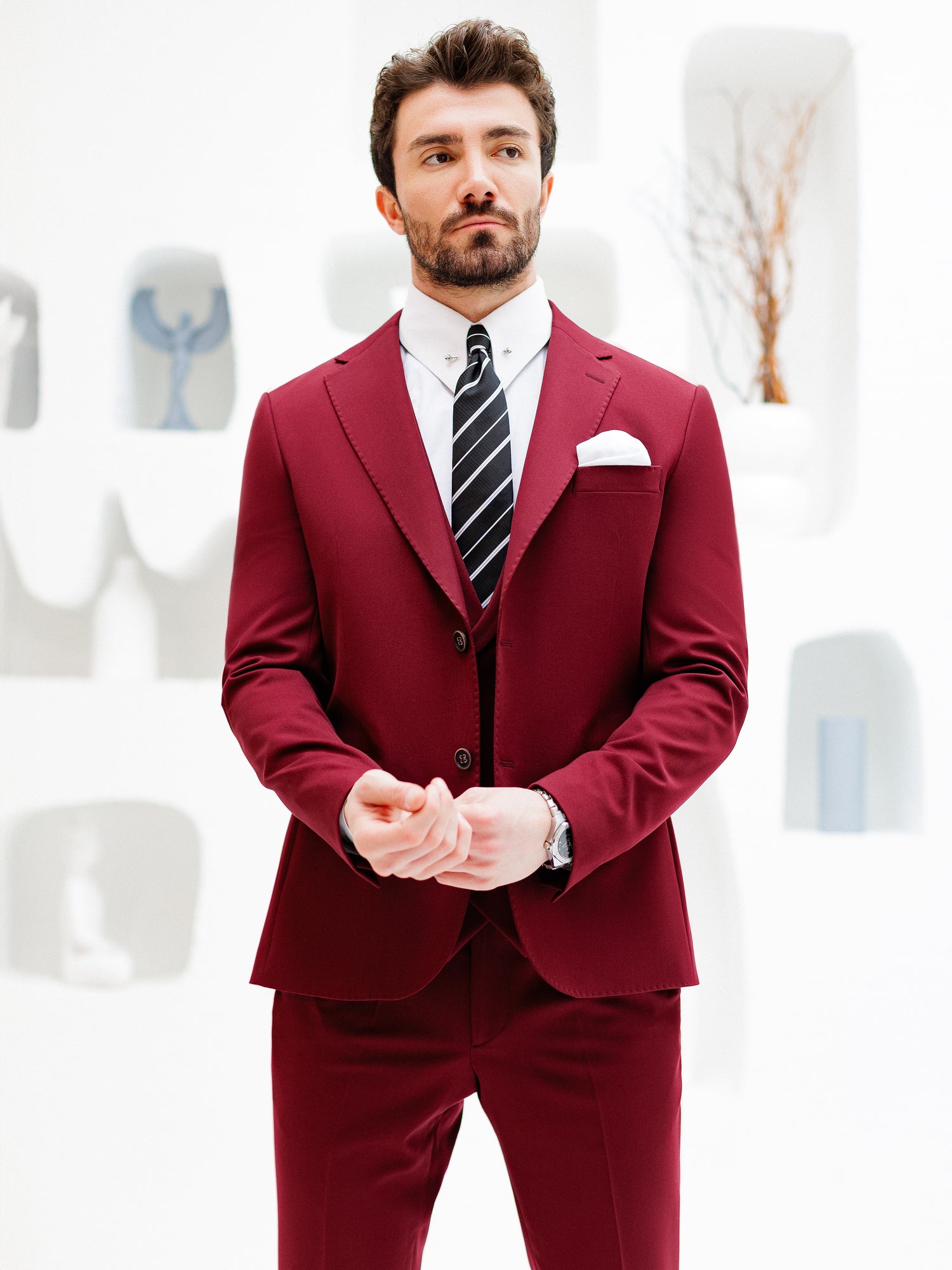 Bordeaux Slim-Fit Suit 3-Piece