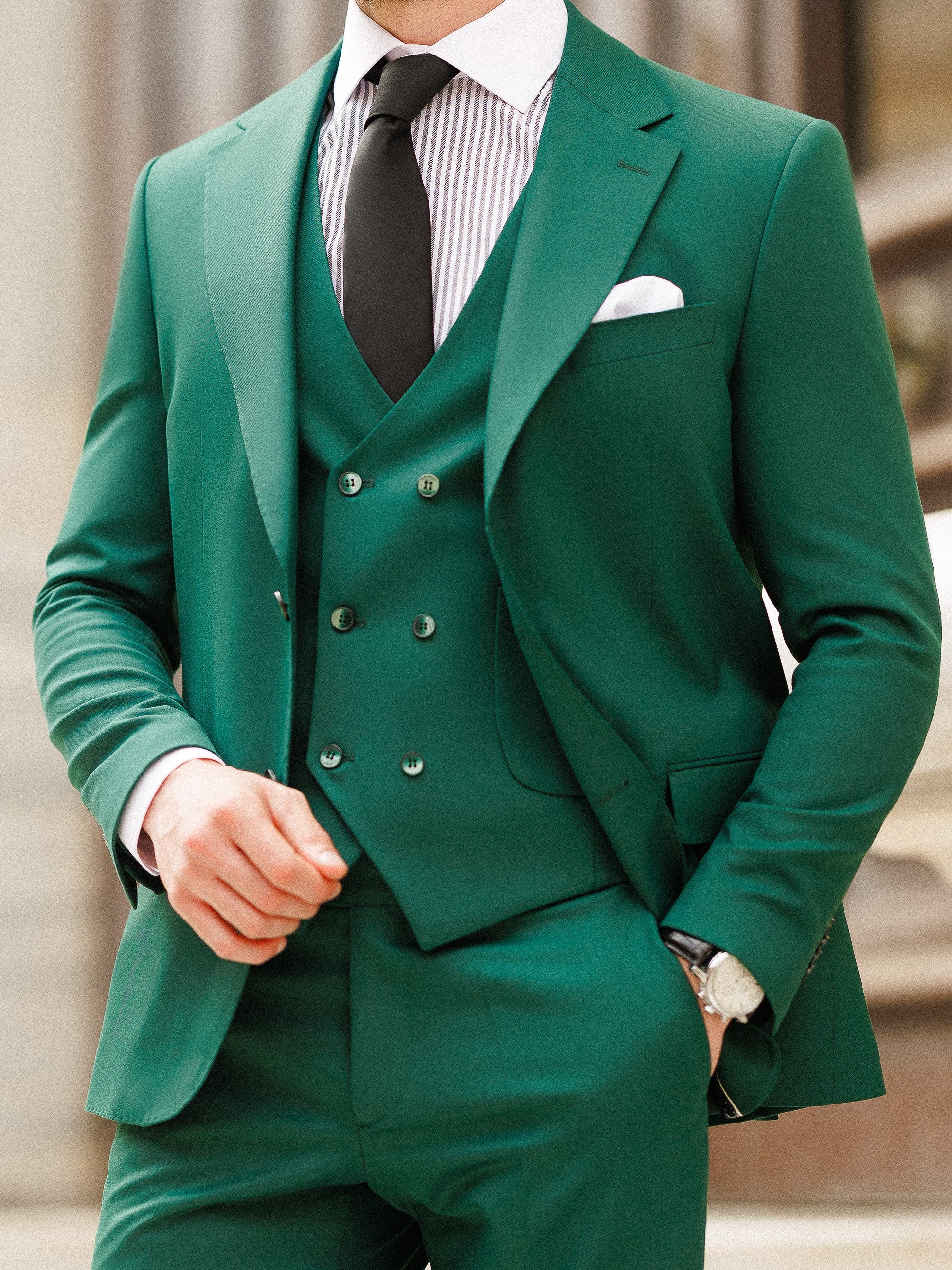 Green Slim-Fit Suit 3-Piece