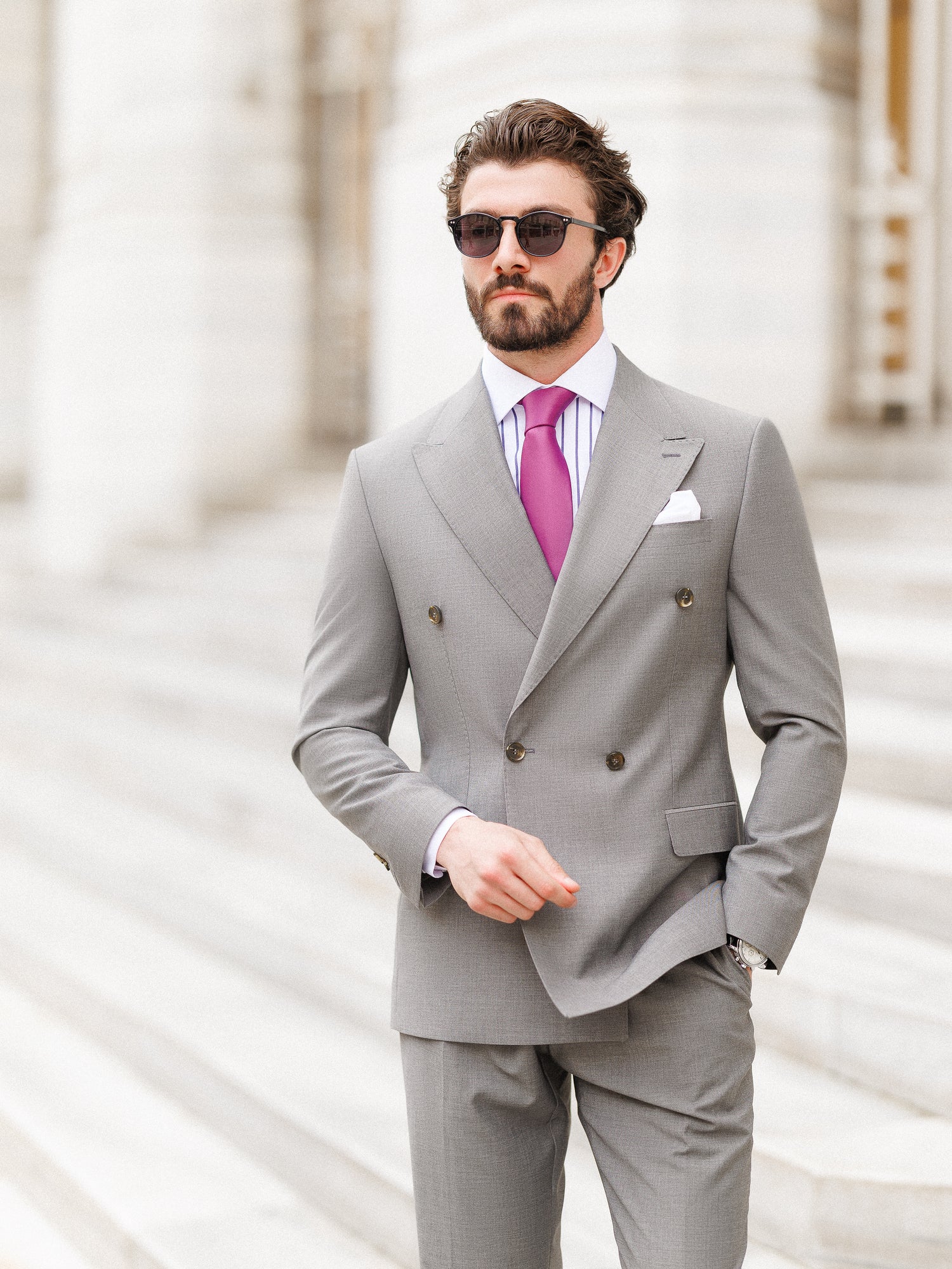 Grey Double Breasted Suit 2-Piece