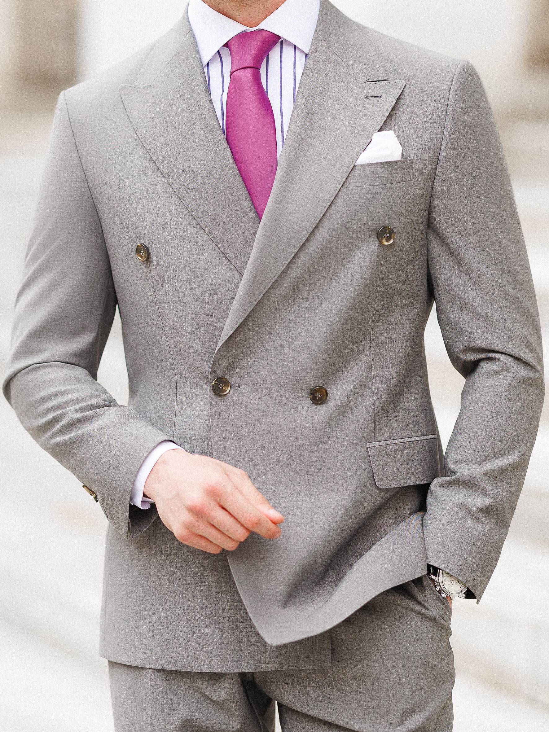 Grey Double Breasted Suit 2-Piece