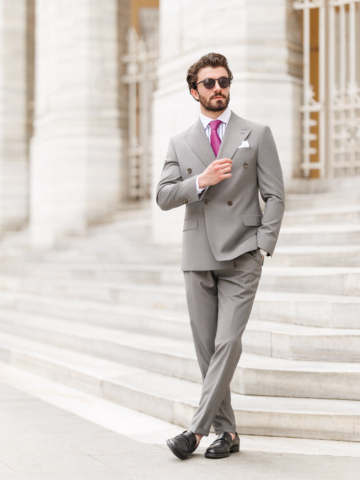 Grey Double Breasted Suit 2-Piece