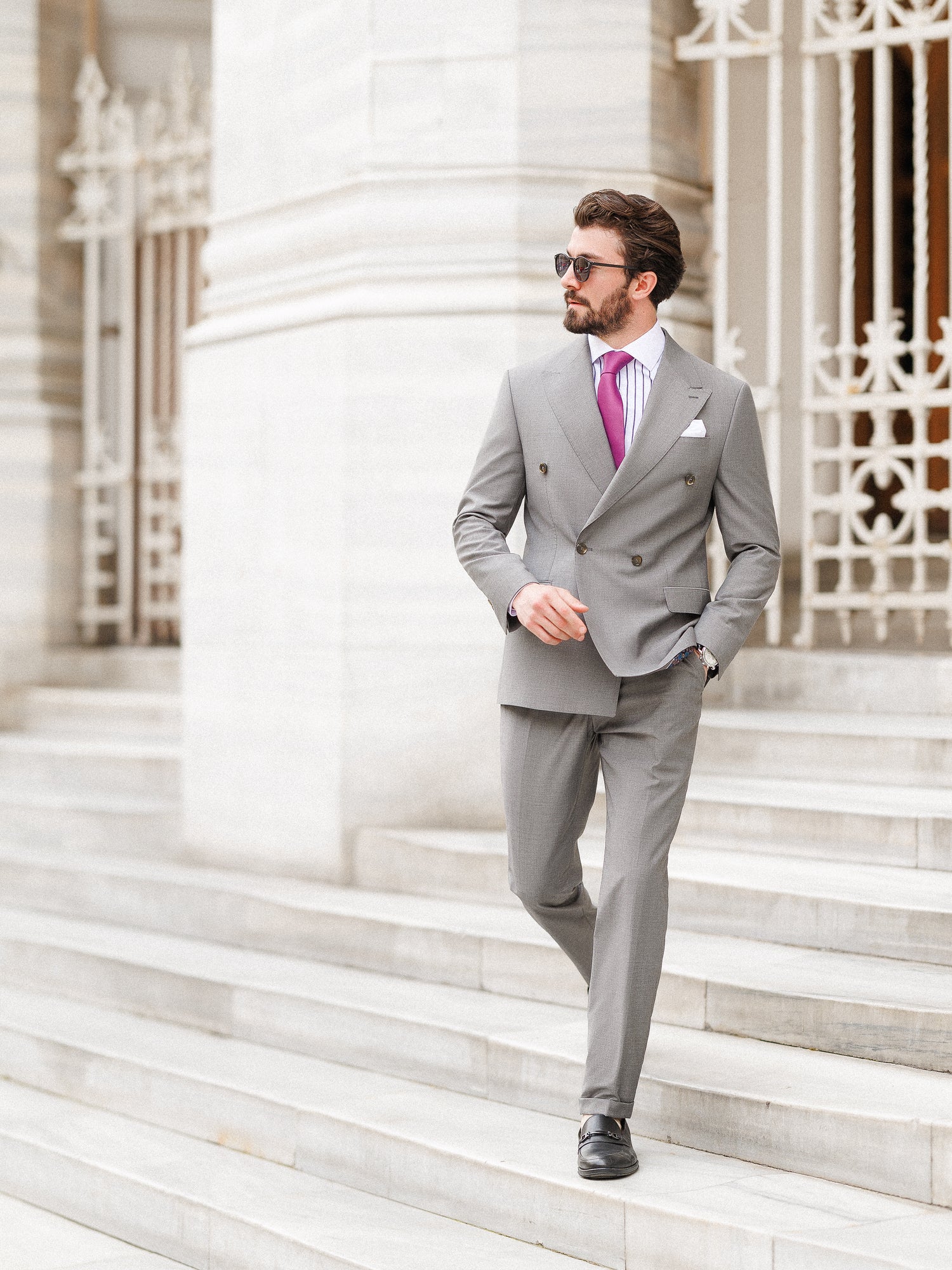 Grey Double Breasted Suit 2-Piece