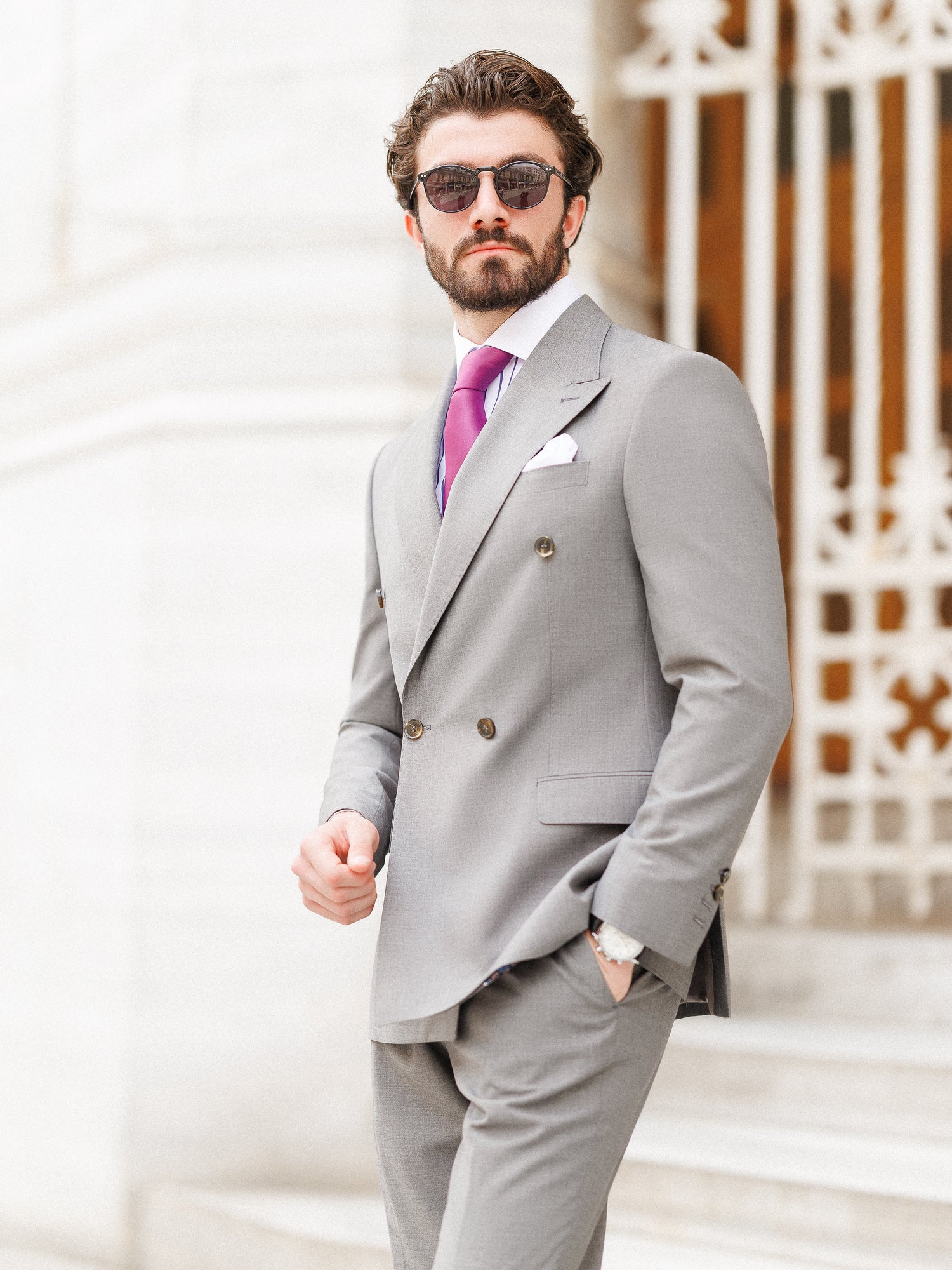 Grey Double Breasted Suit 2-Piece