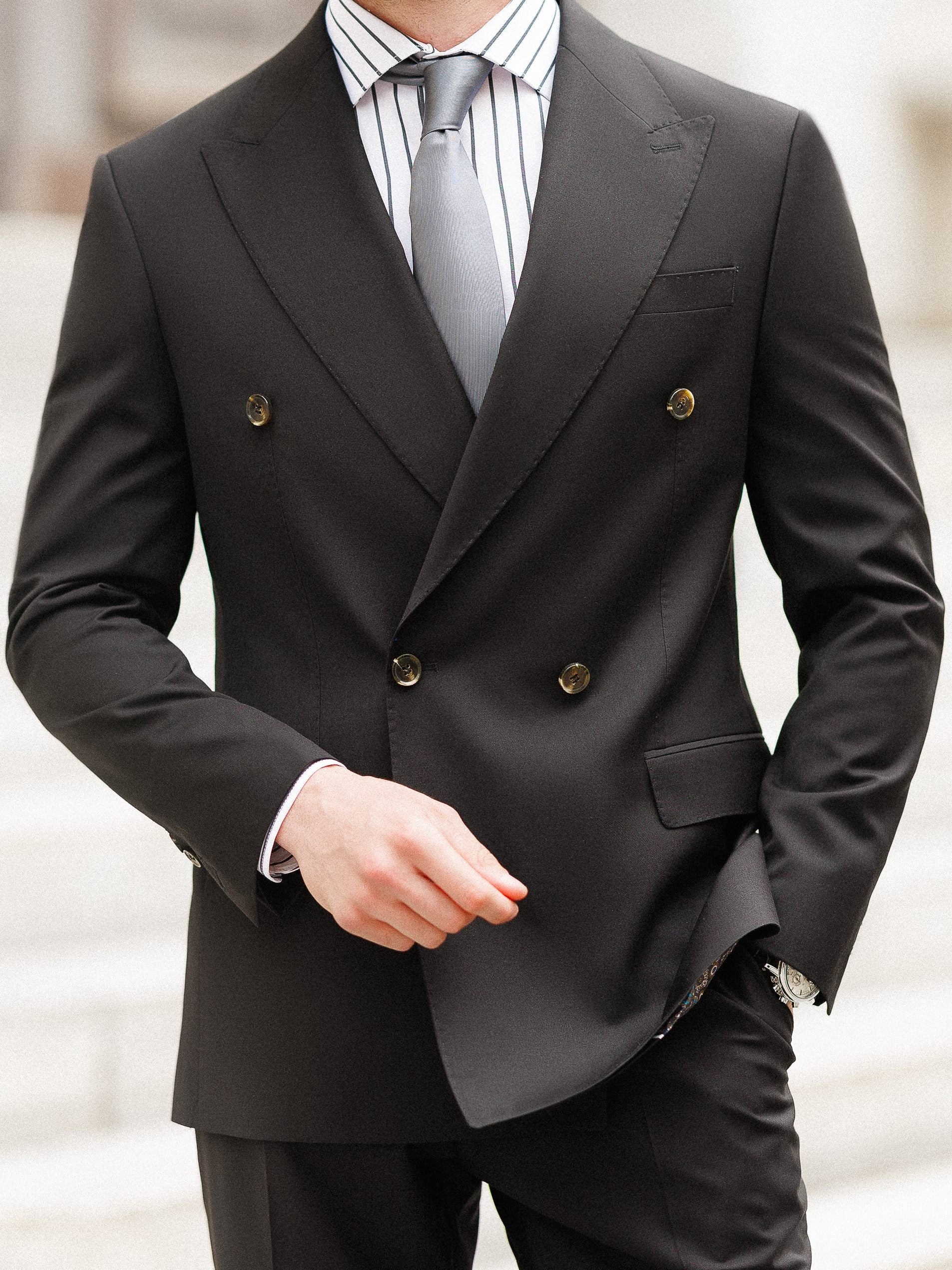 Black Double Breasted Suit 2-Piece
