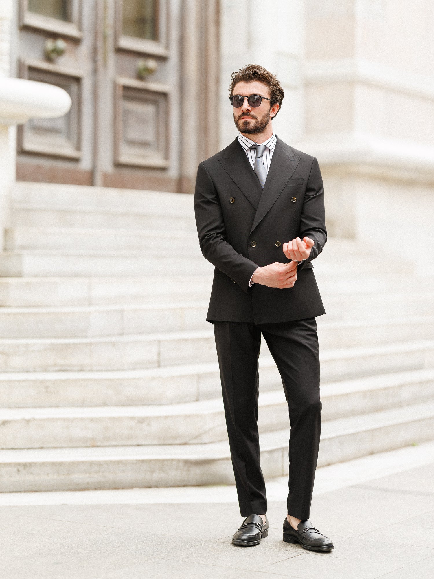 Black Double Breasted Suit 2-Piece