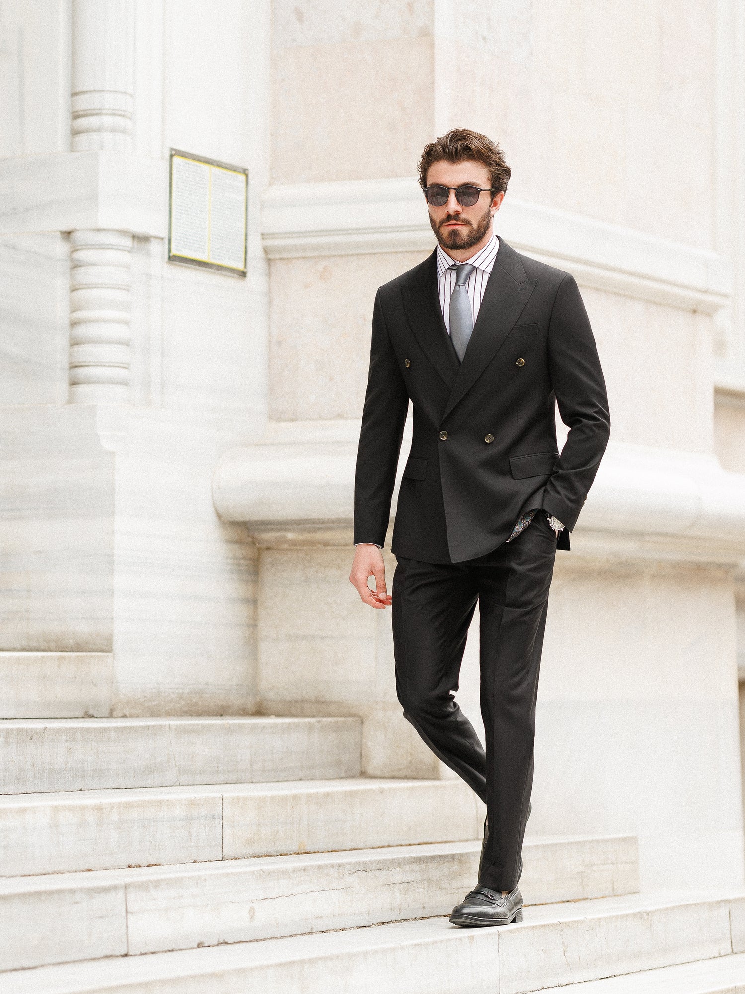 Black Double Breasted Suit 2-Piece