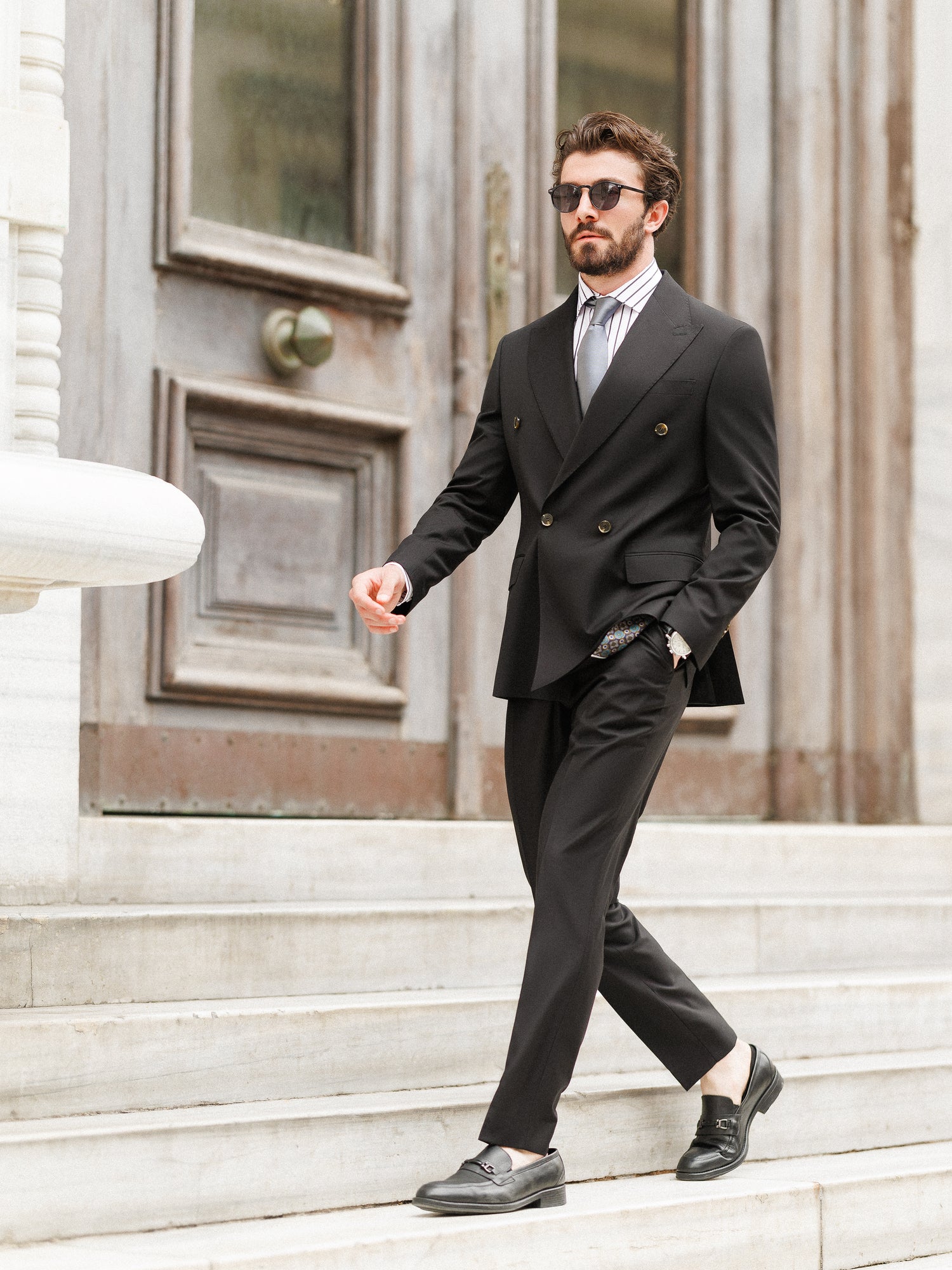 Black Double Breasted Suit 2-Piece