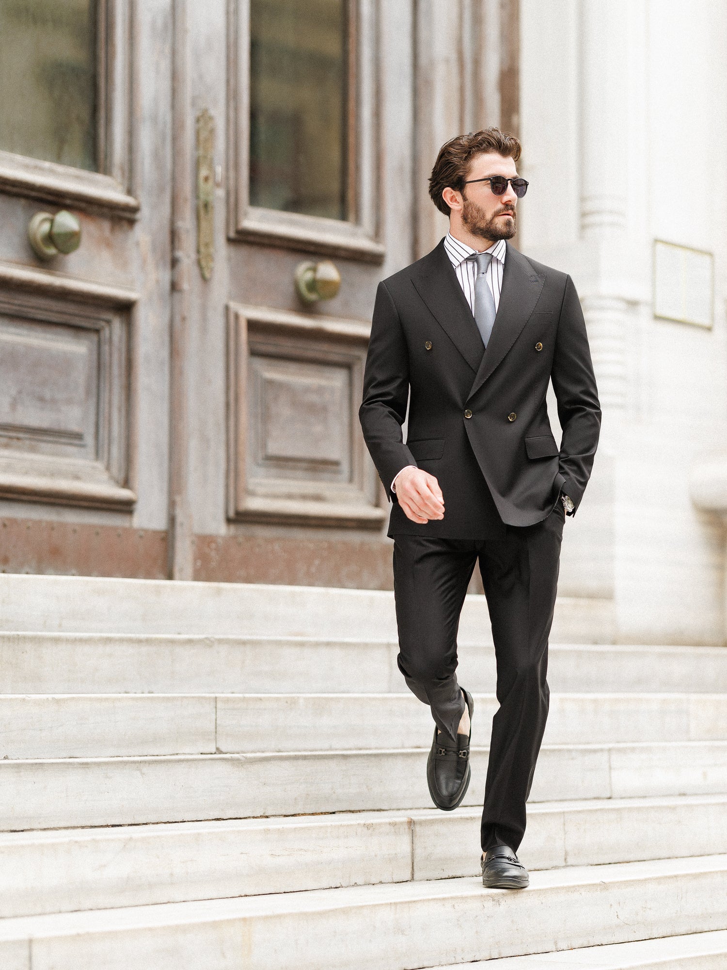 Black Double Breasted Suit 2-Piece