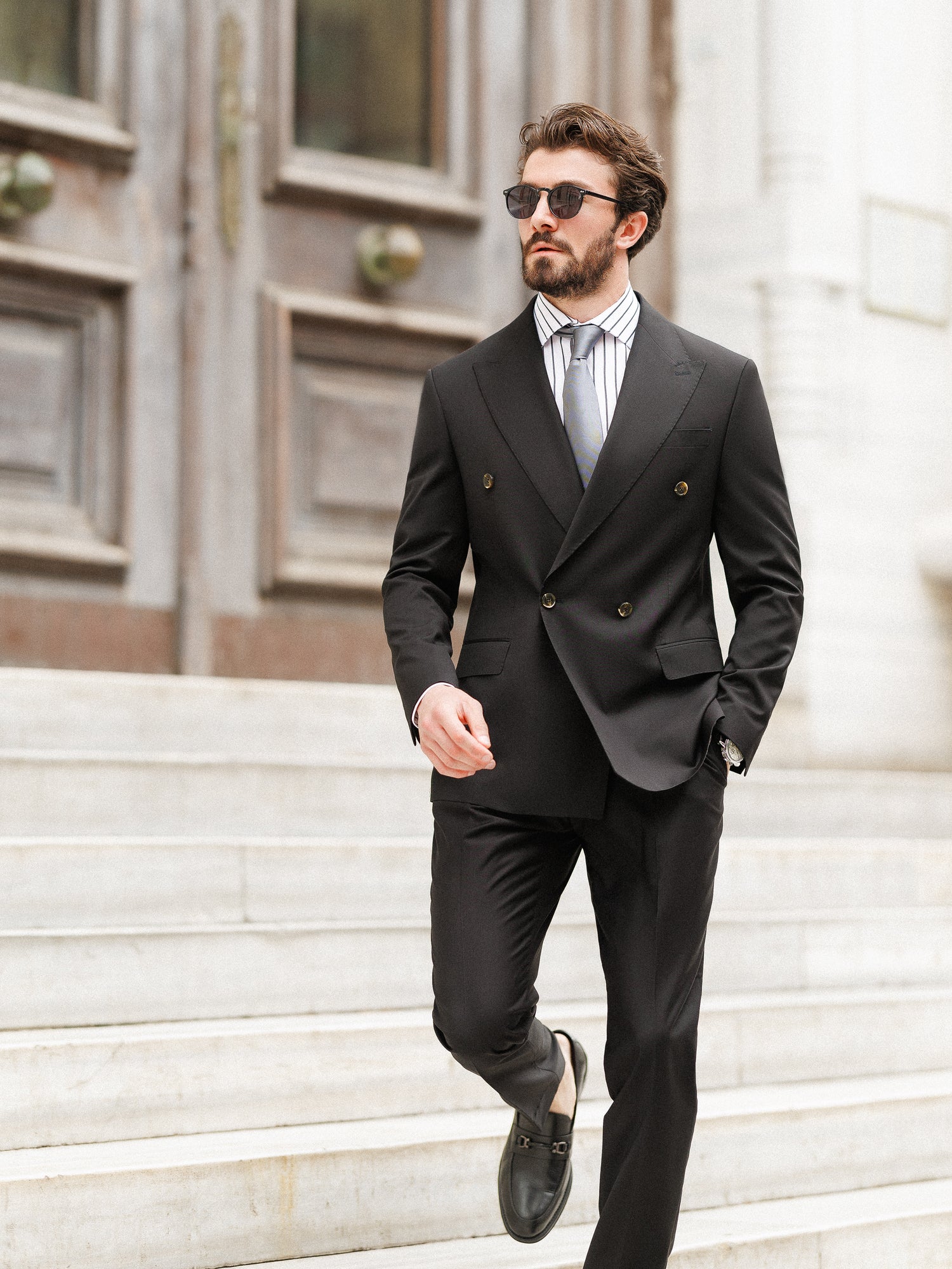 Black Double Breasted Suit 2-Piece