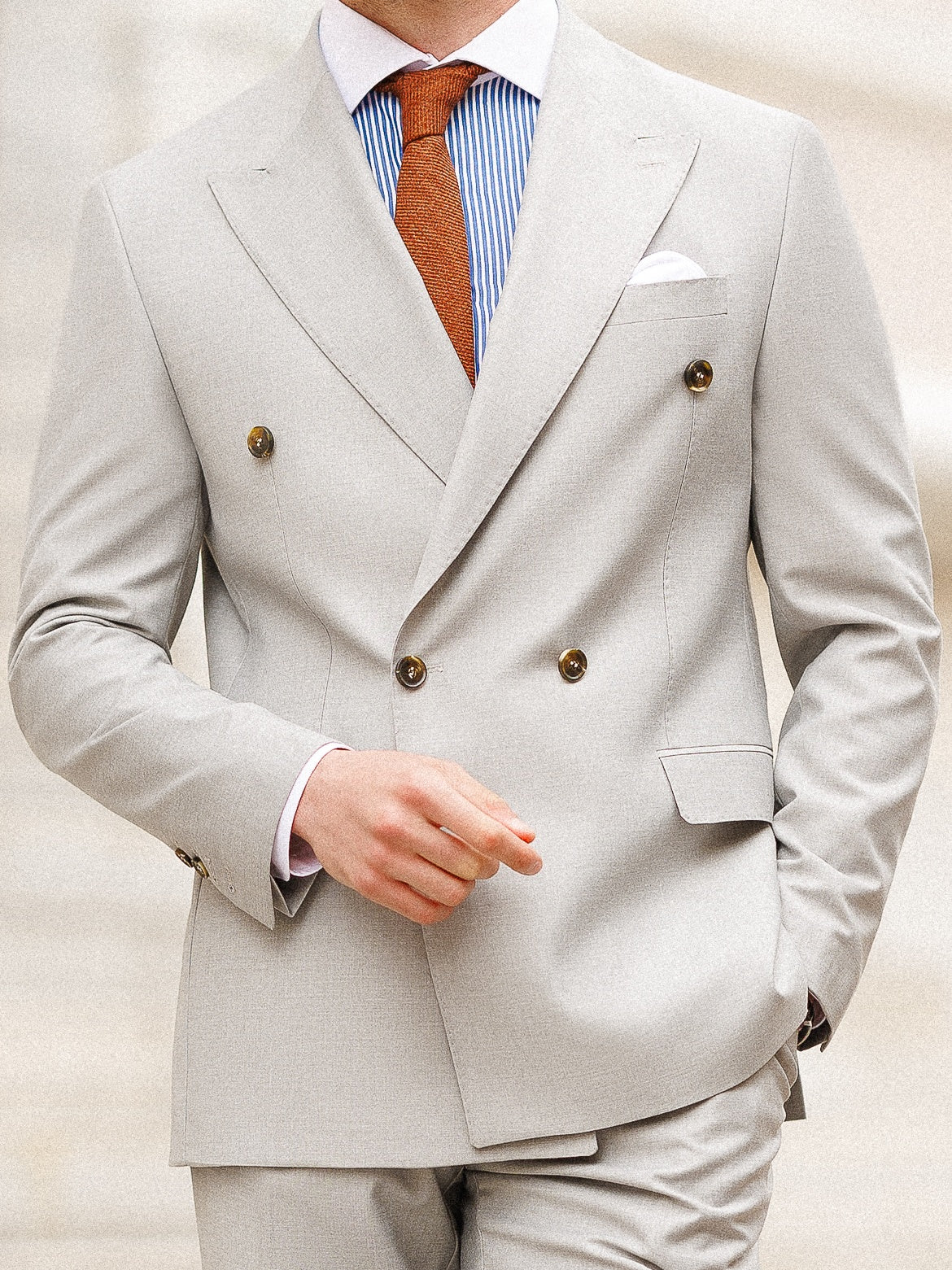 Light Grey Double Breasted Suit 2-Piece