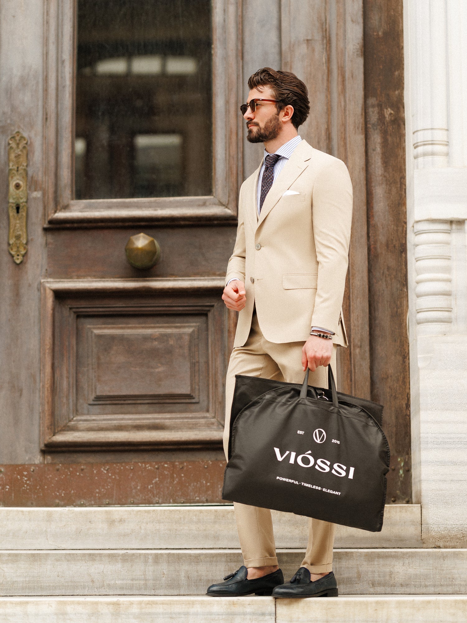 Beige Slim-Fit Suit 3-Piece