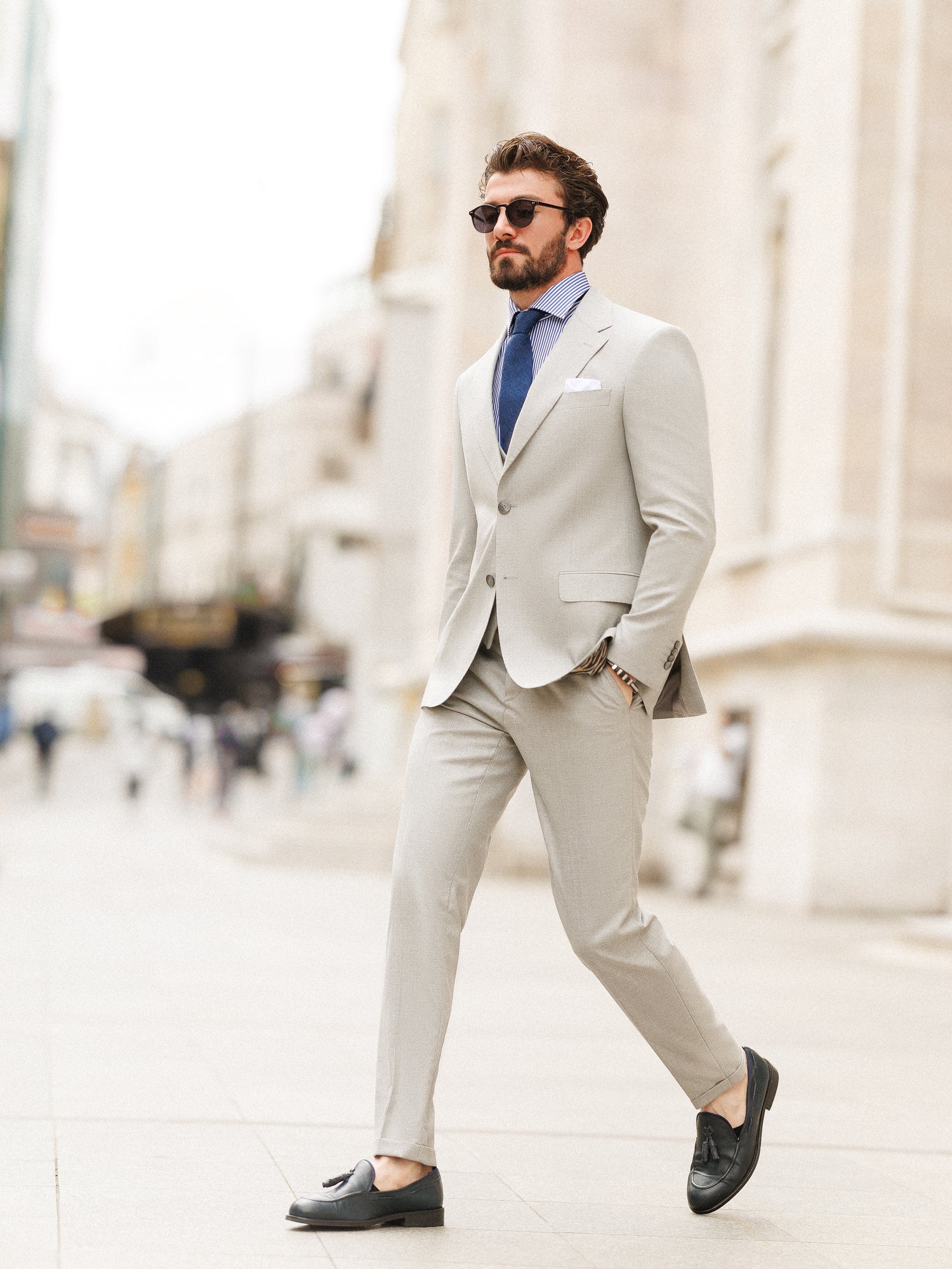 Grey Slim-Fit Suit 3-Piece