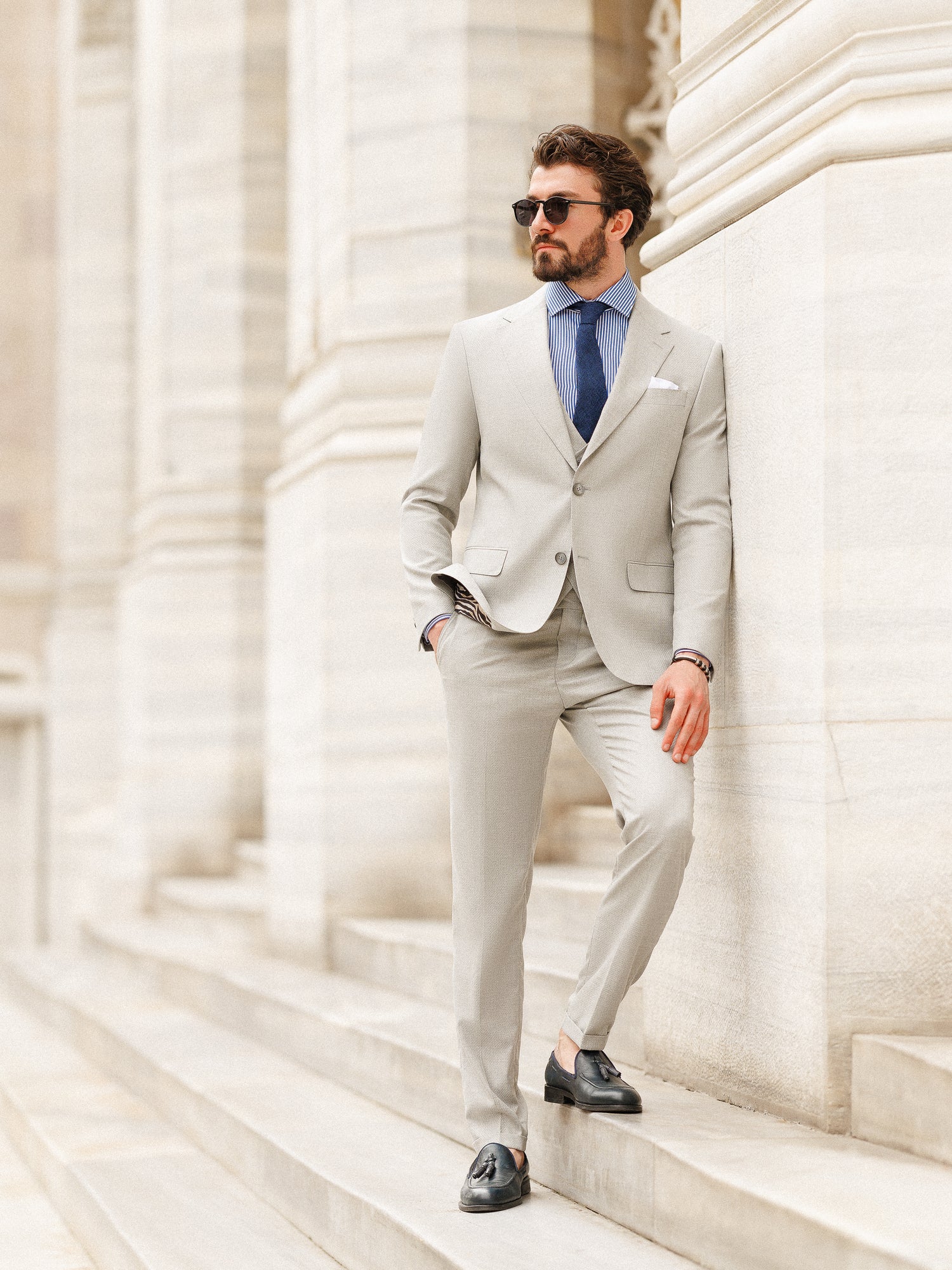 Grey Slim-Fit Suit 3-Piece