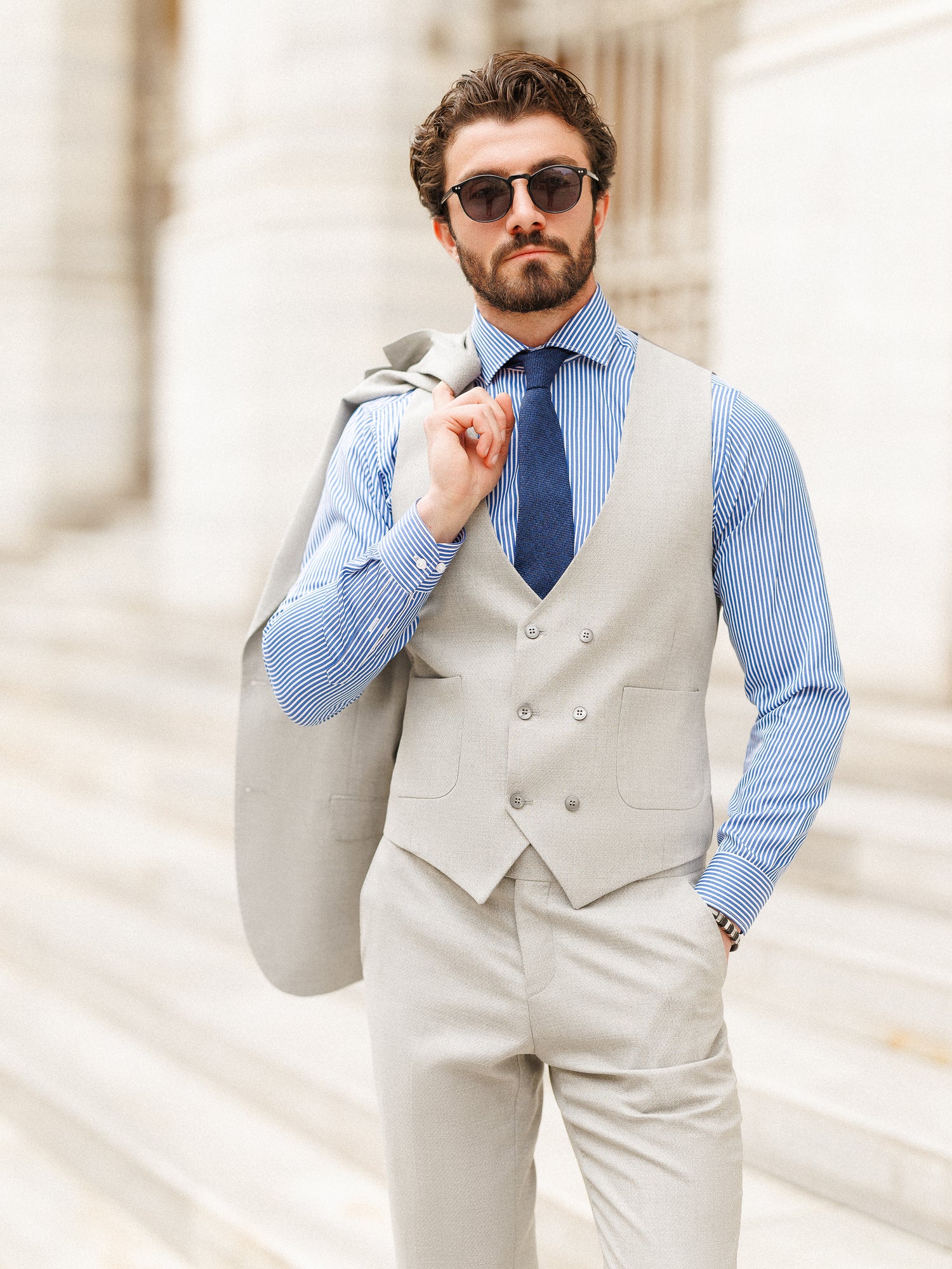 Grey Slim-Fit Suit 3-Piece