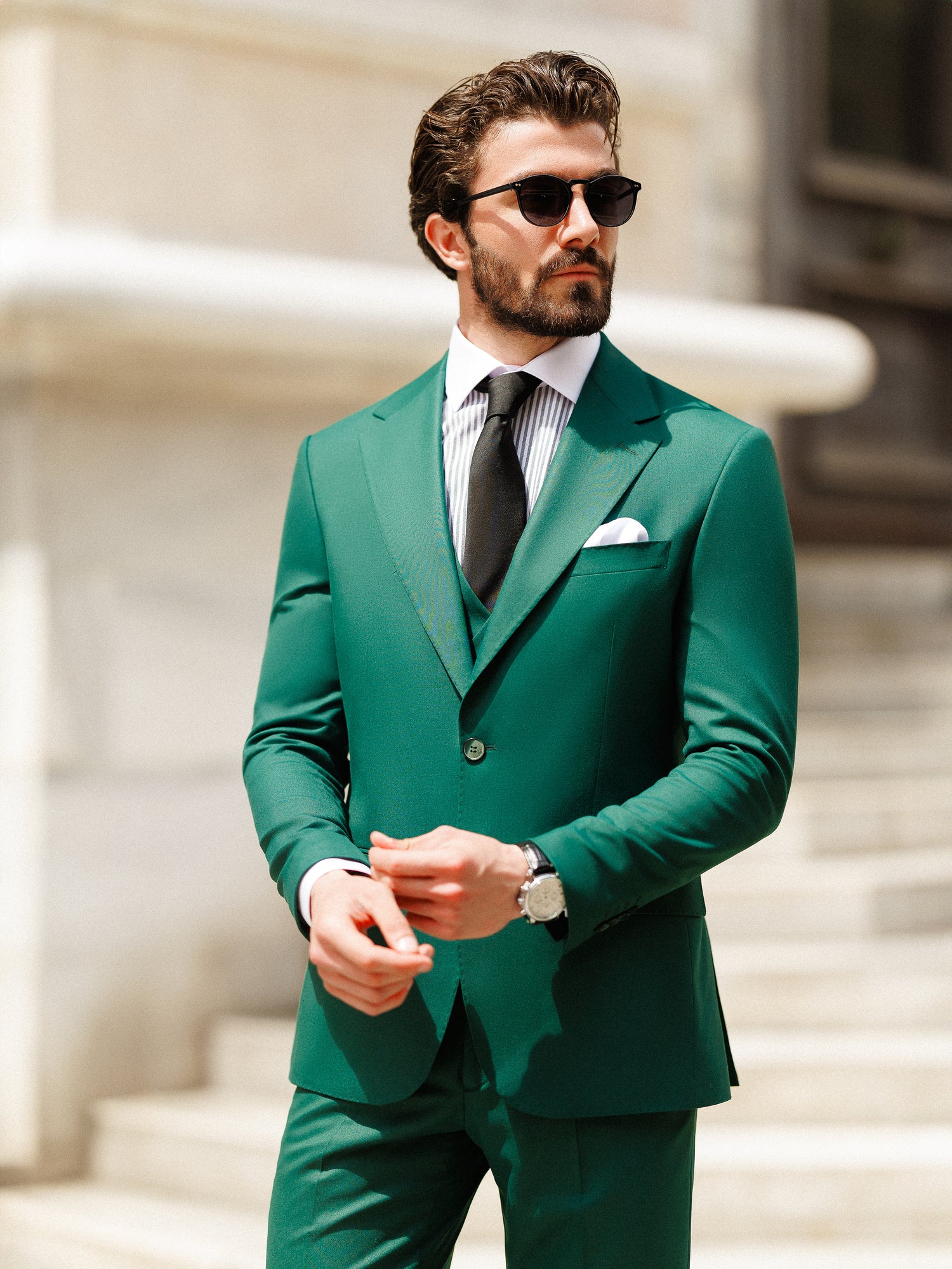 Green Slim-Fit Suit 3-Piece