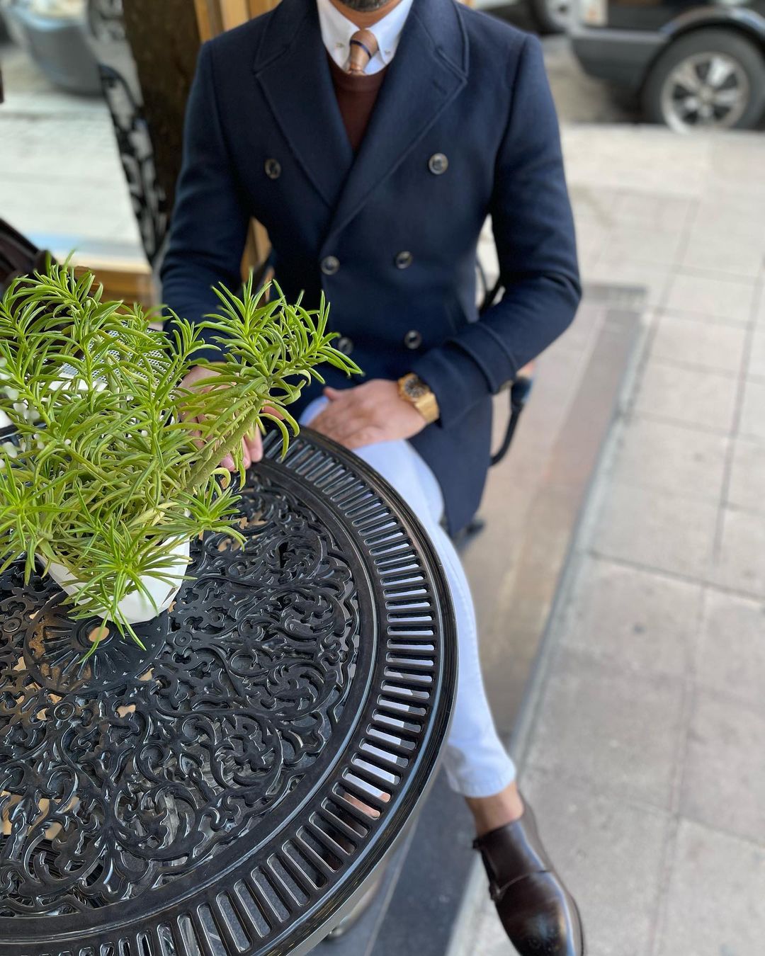 Navy Woolen Double Breasted Coat