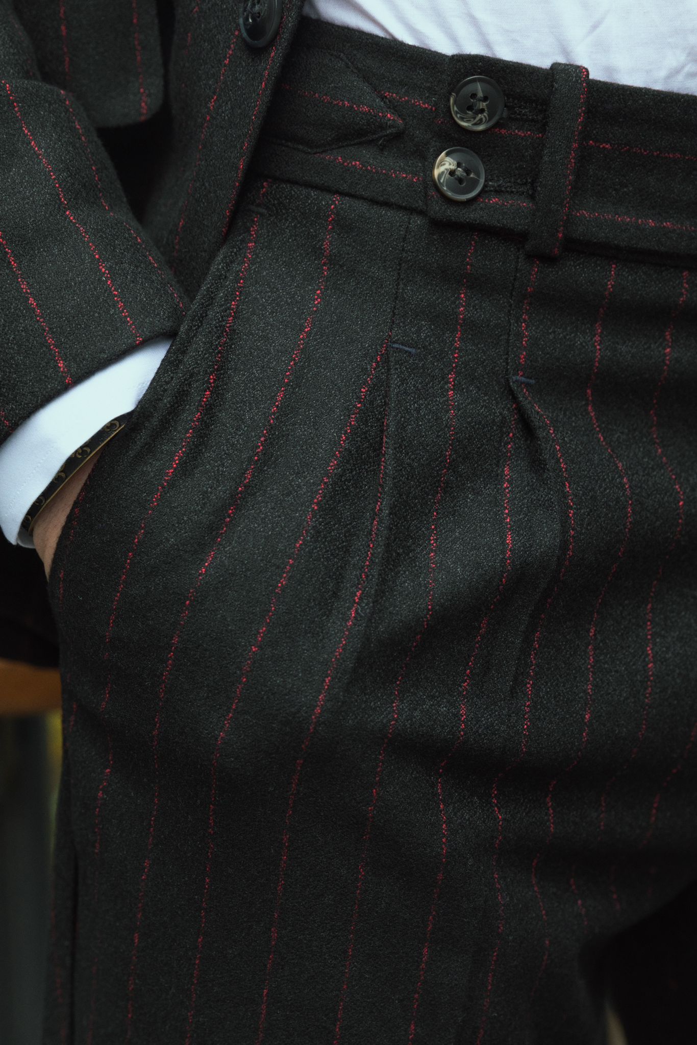 Black Striped Slim-Fit Suit 2-Piece