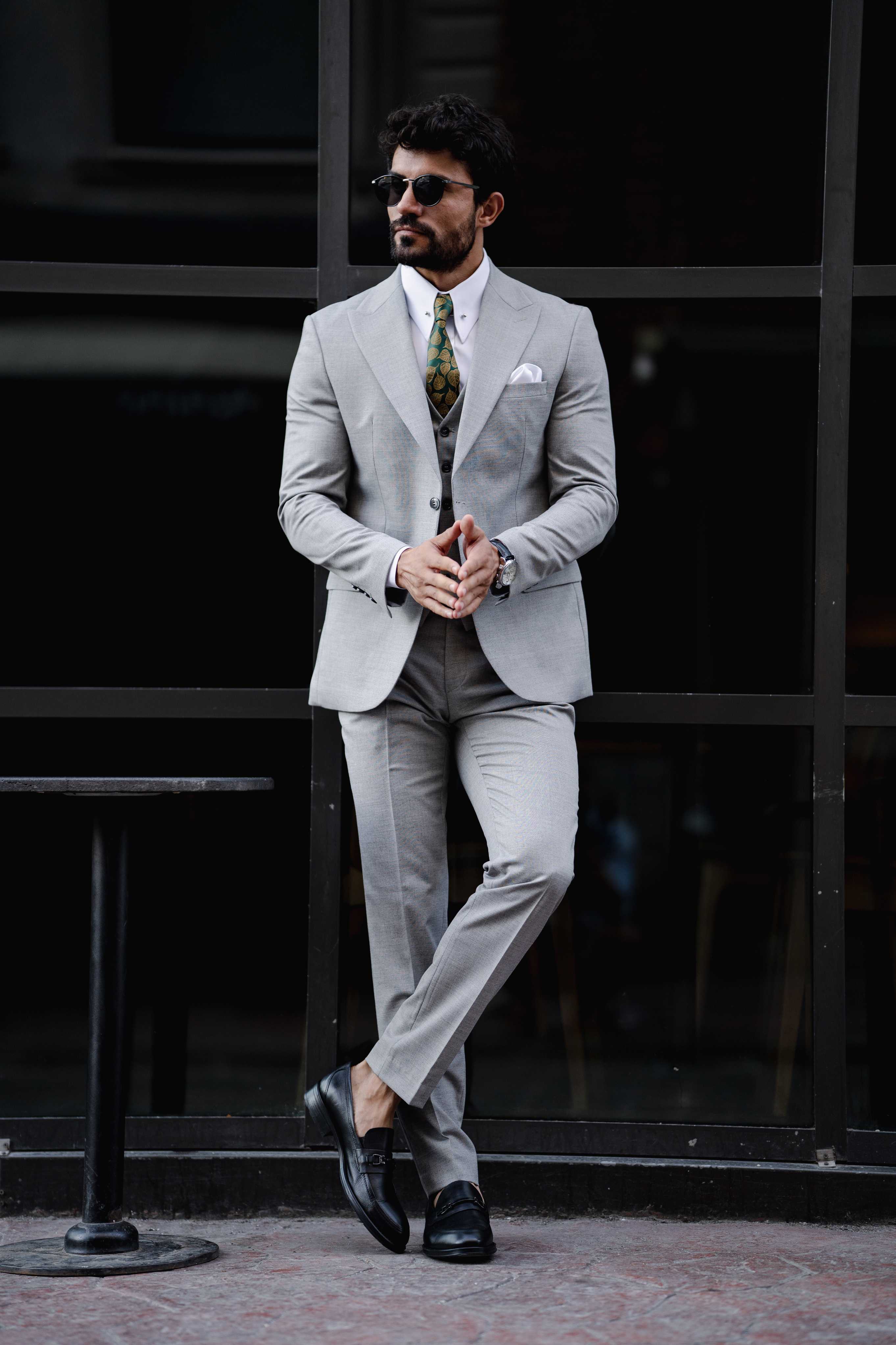 Grey Slim-Fit Suit 3-Piece