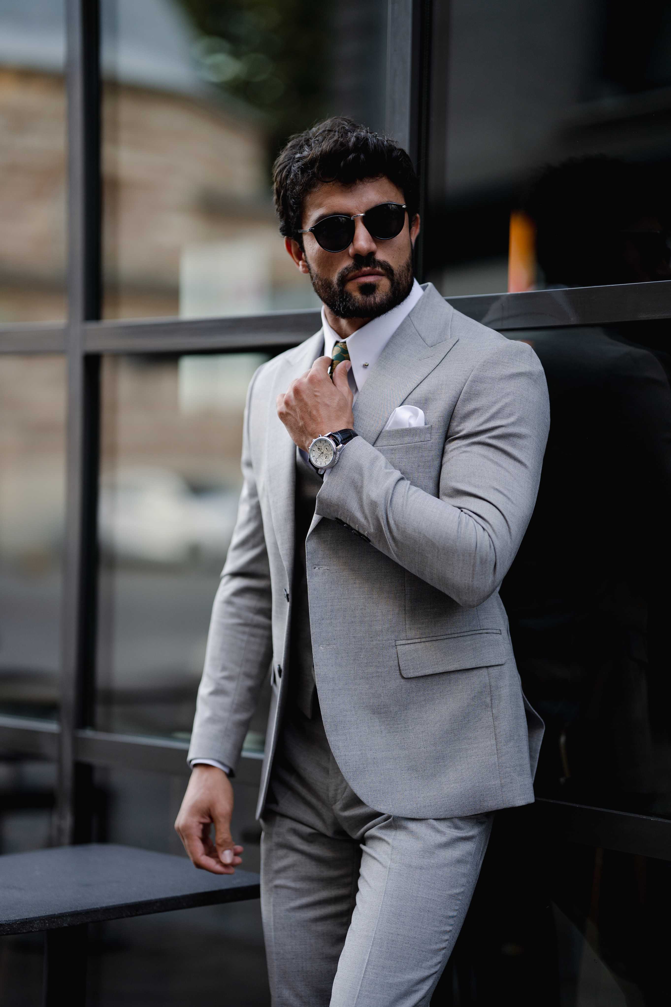 Grey Slim-Fit Suit 3-Piece
