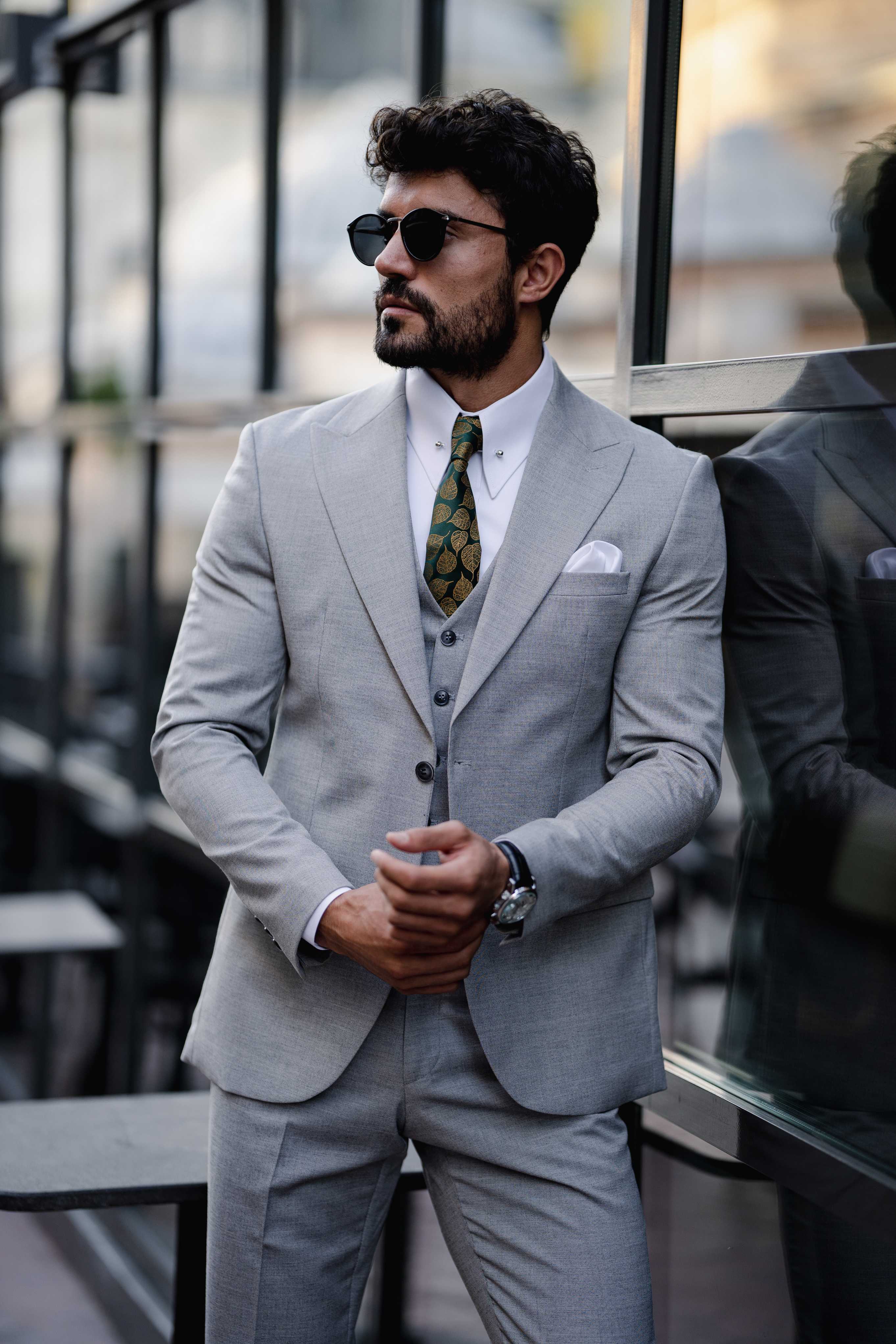 Grey Slim-Fit Suit 3-Piece