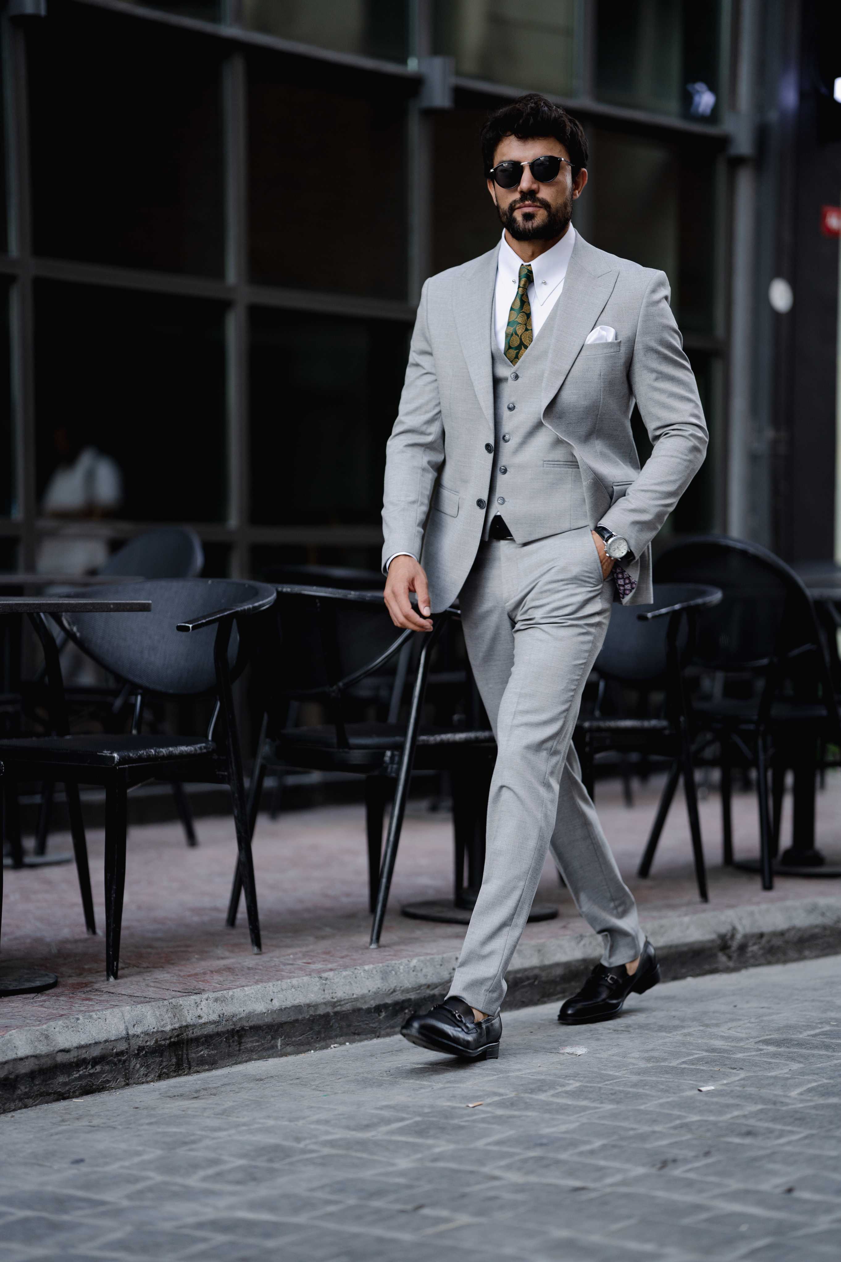 Grey Slim-Fit Suit 3-Piece
