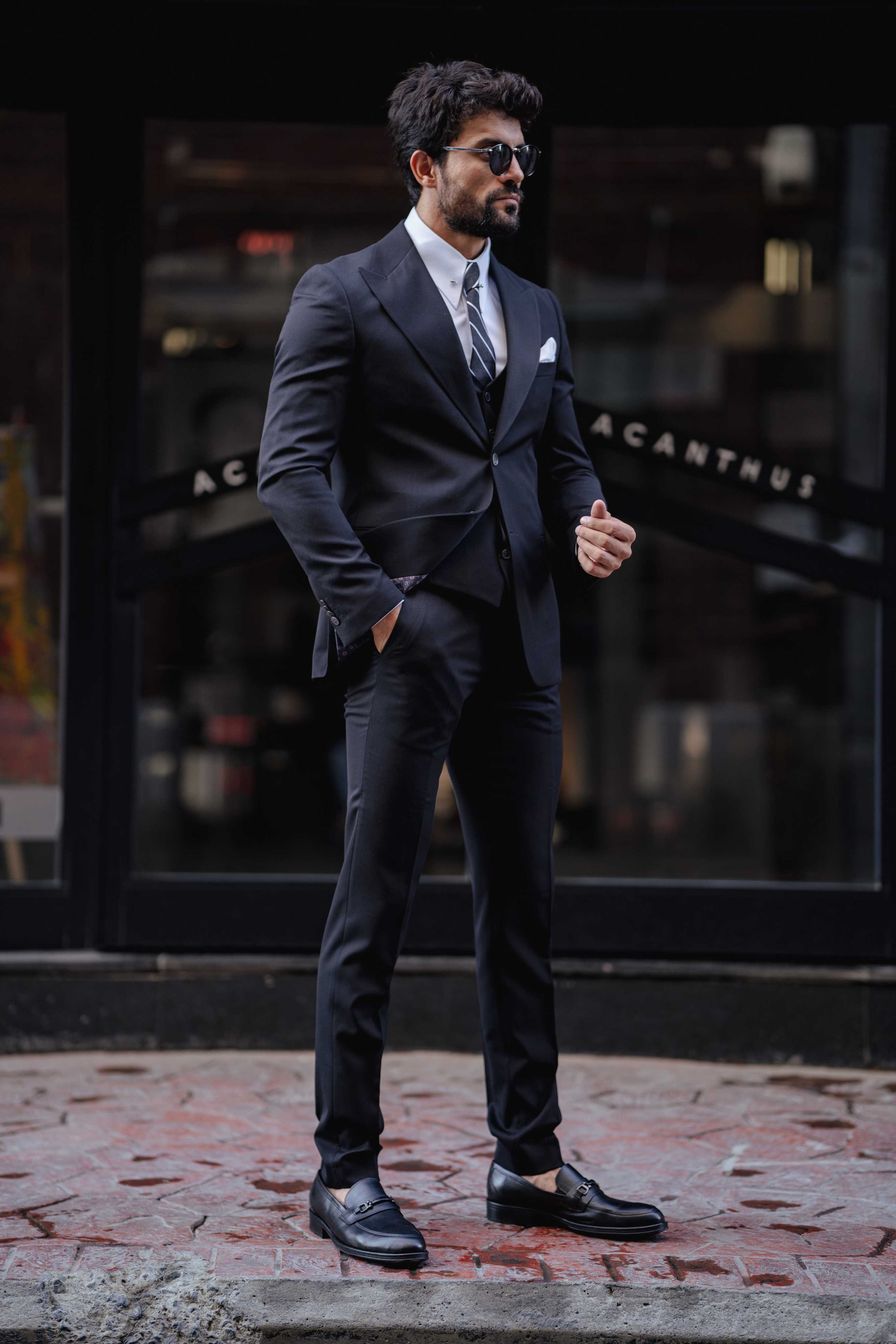 Black Slim-Fit Suit 3-Piece