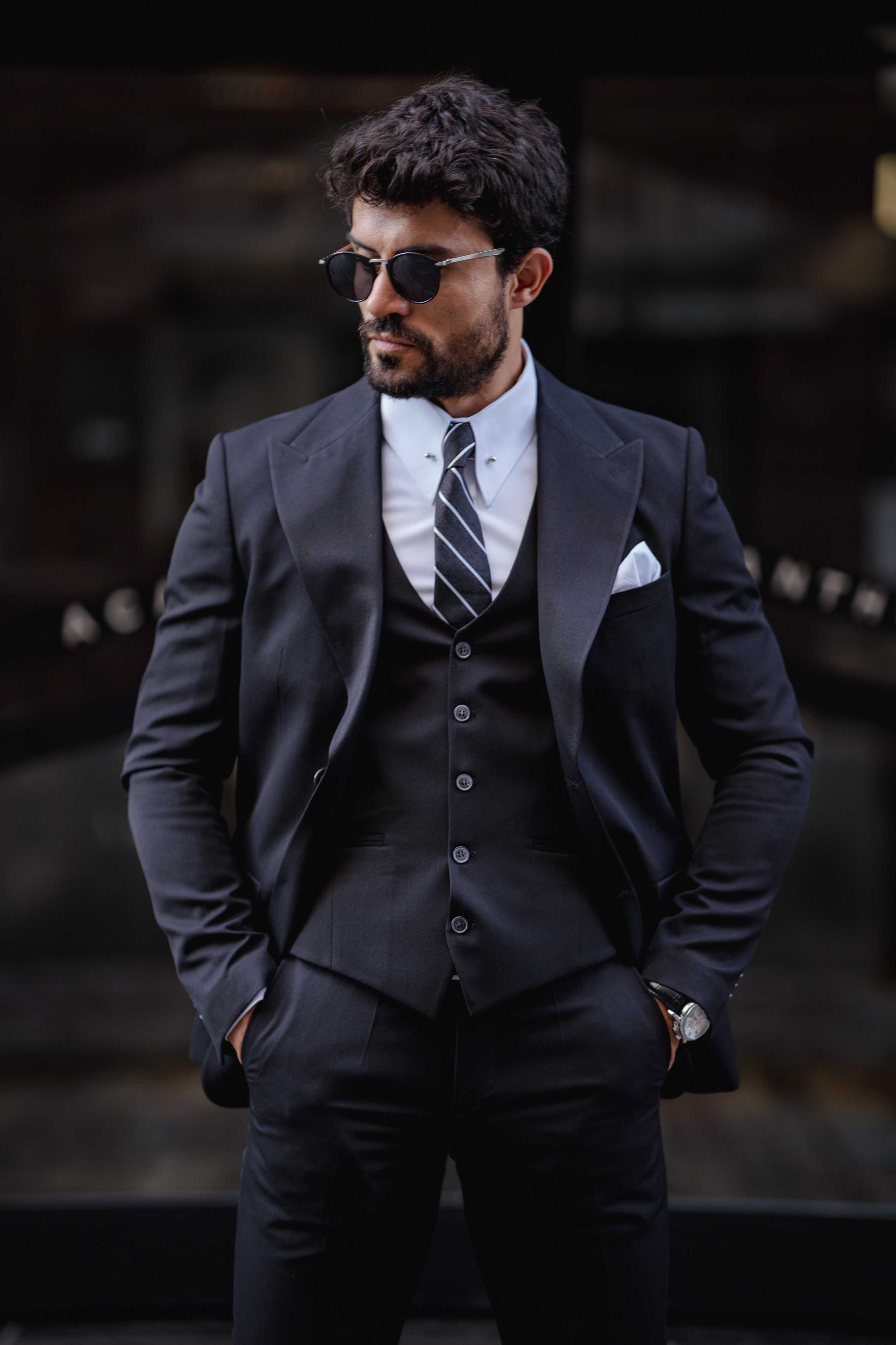 Black Slim-Fit Suit 3-Piece