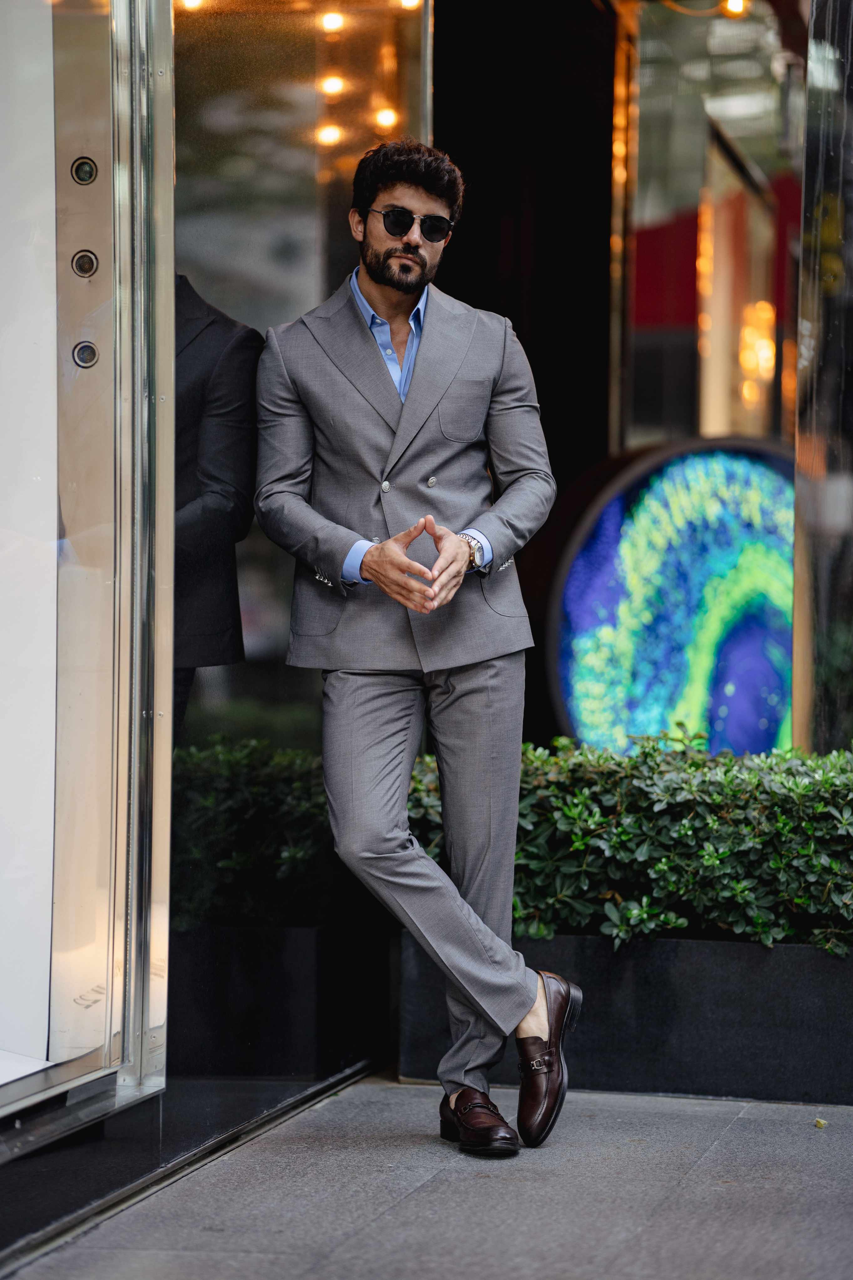 Grey Double Breasted Suit 2-Piece