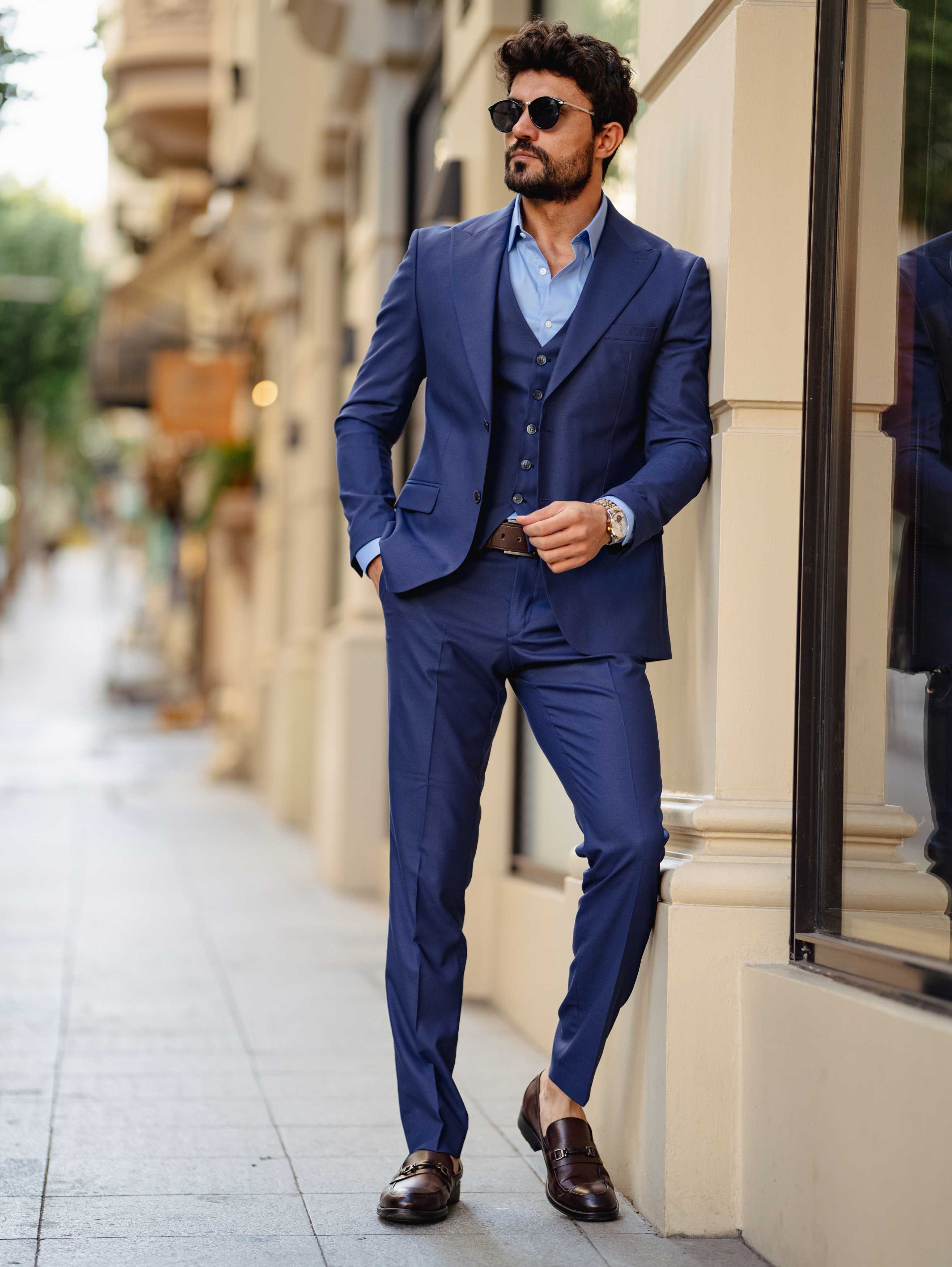 Blue Slim-Fit Suit 3-Piece