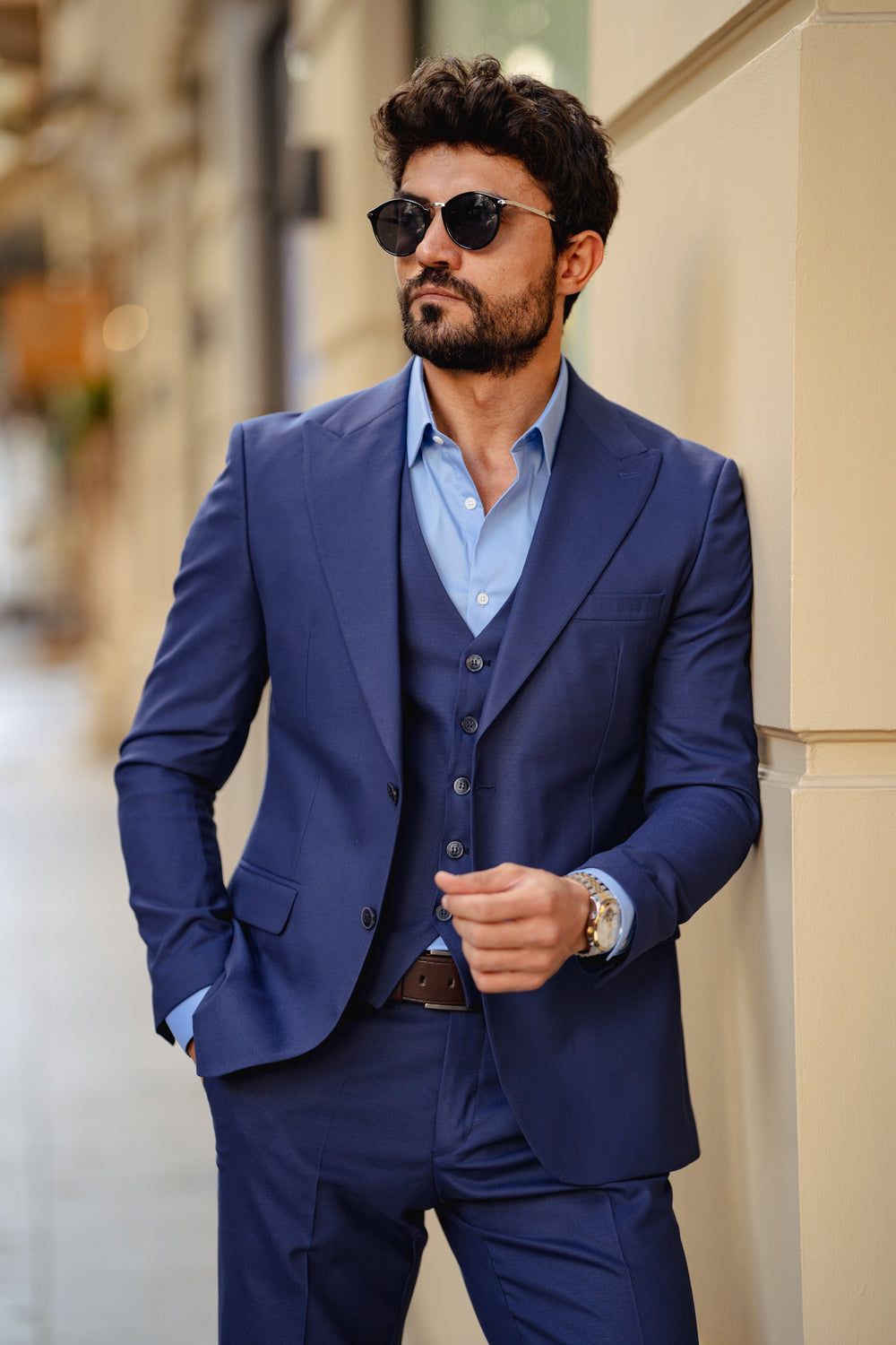 Blue Slim-Fit Suit 3-Piece