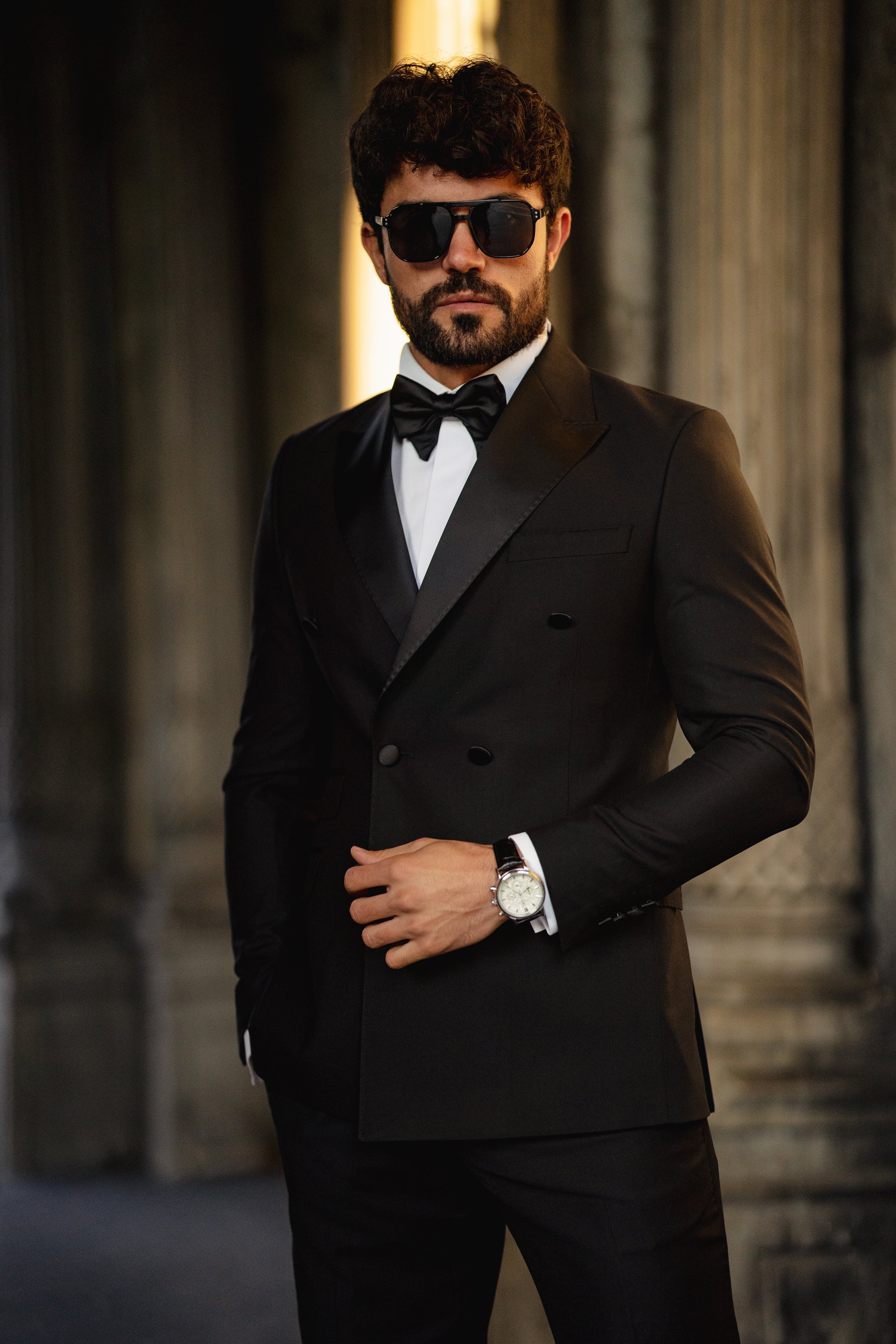 Black Double Breasted Tuxedo 2-Piece