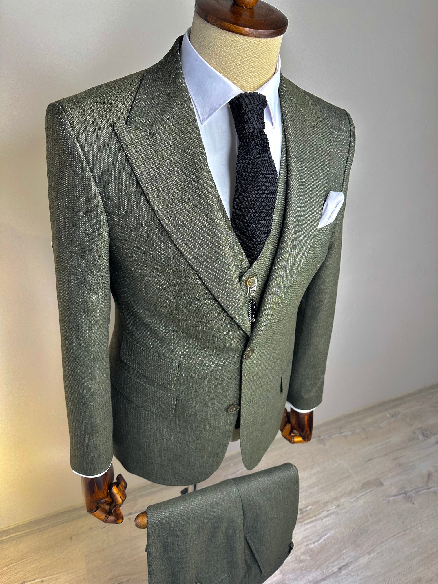 Khaki Slim-Fit Suit 3-Piece