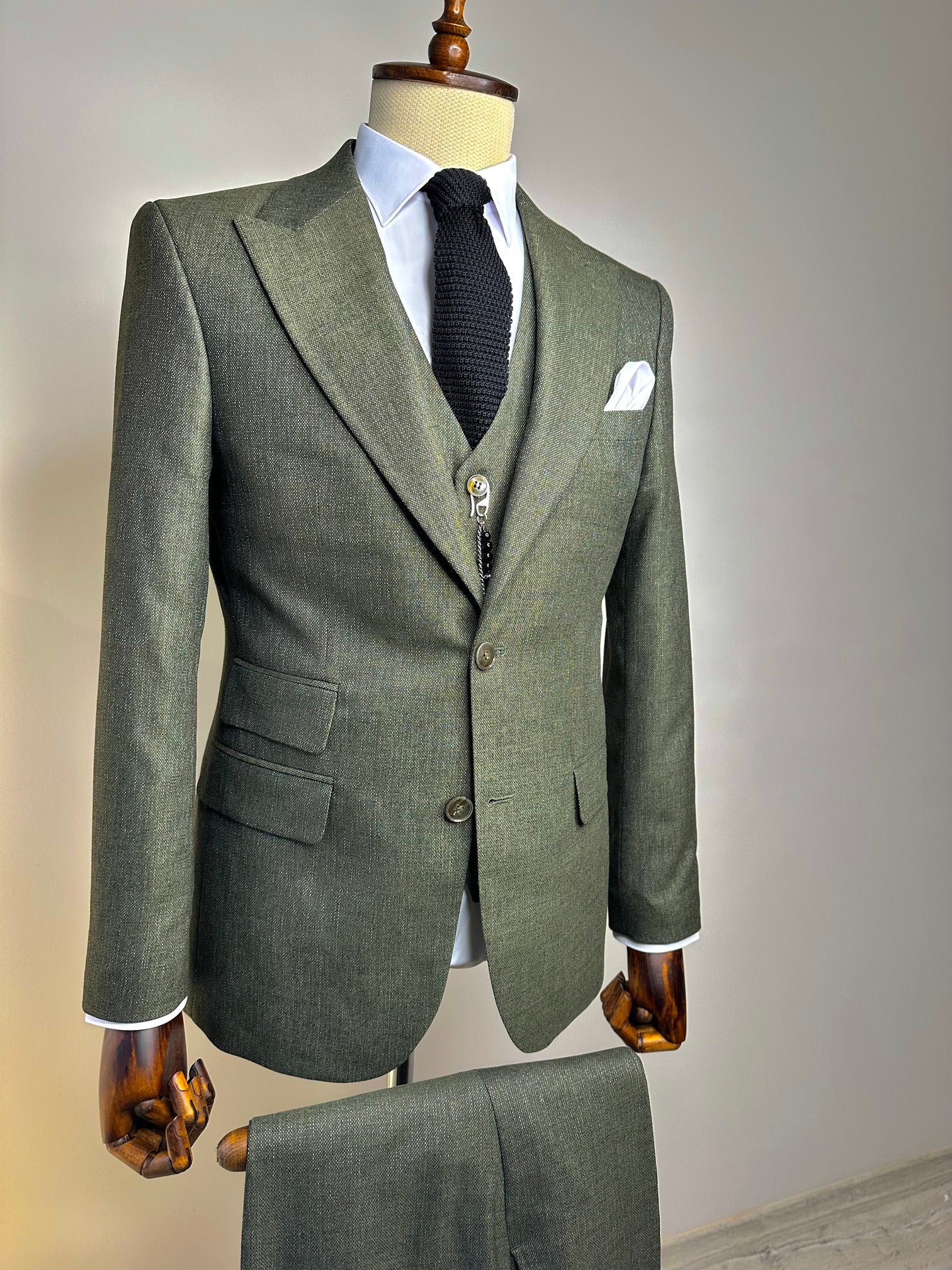 Khaki Slim-Fit Suit 3-Piece