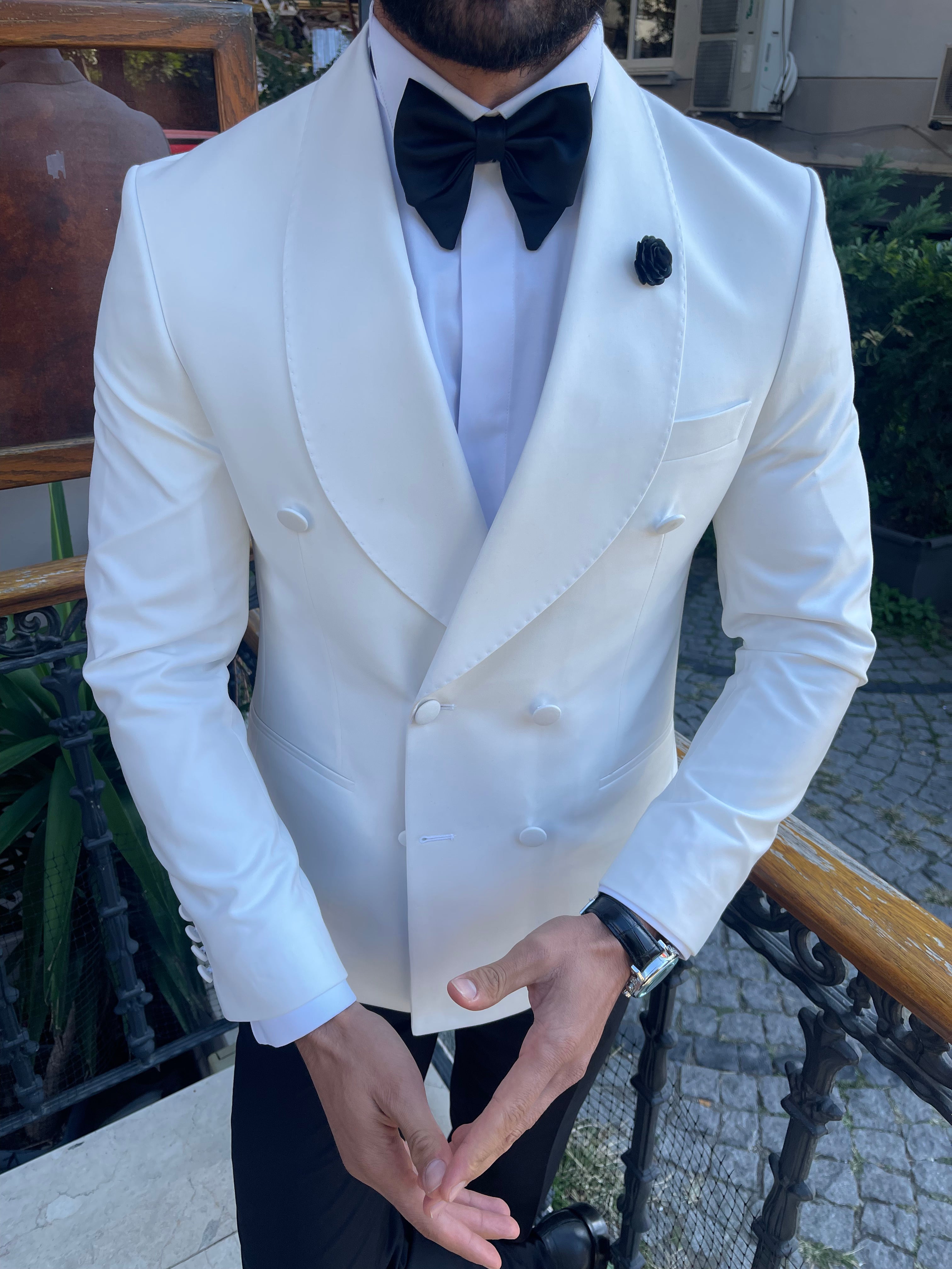 White Double Breasted Tuxedo 2-Piece