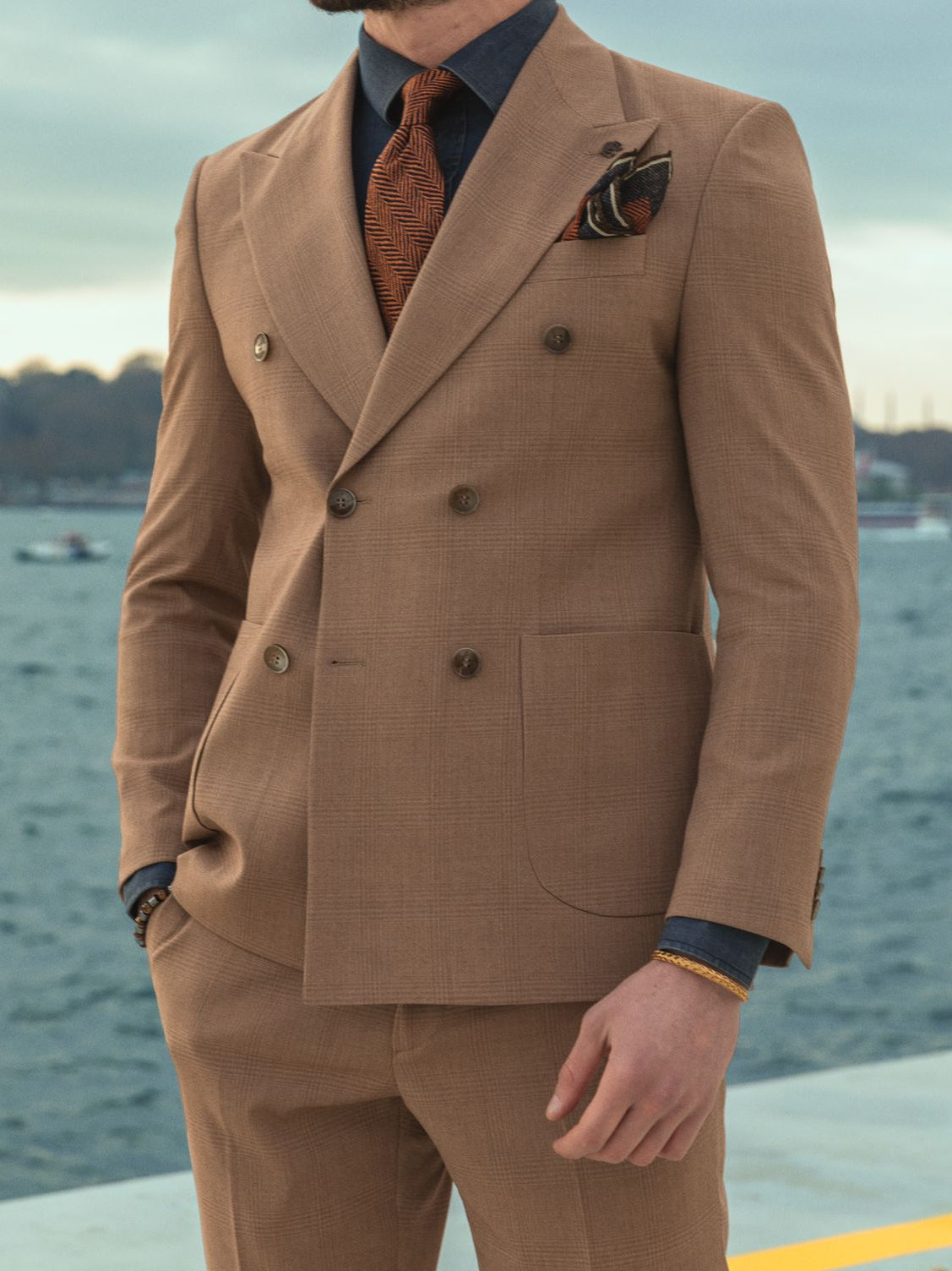 Brown Double Breasted Suit 2-Piece