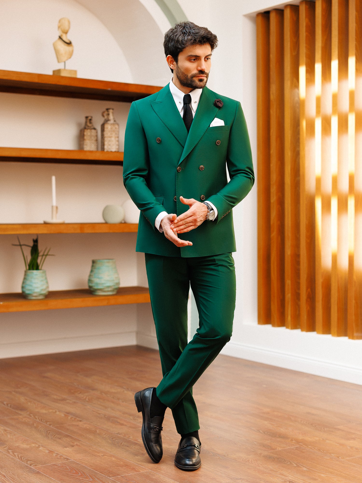 Green Double Breasted Suit 2-Piece