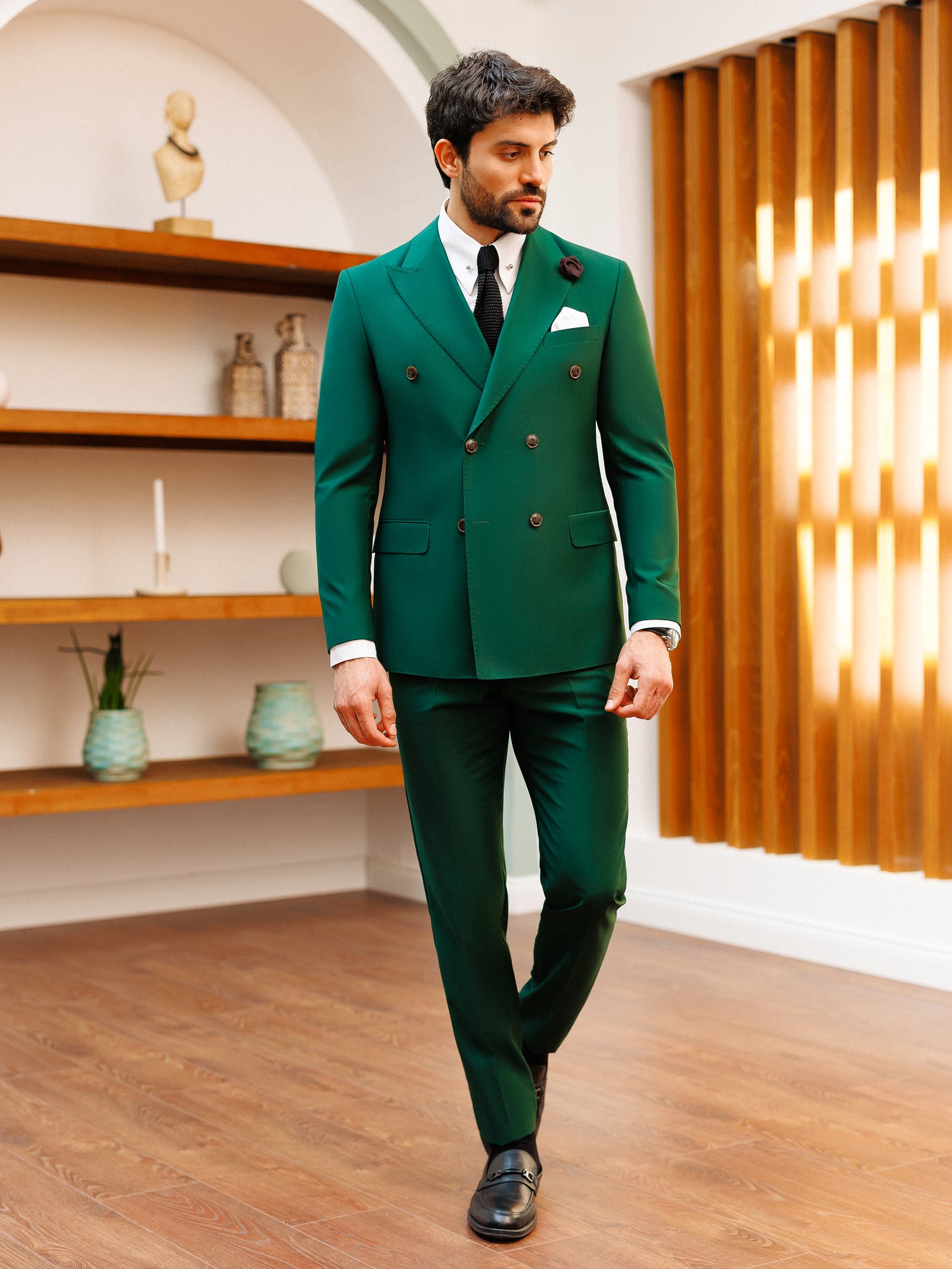 Green Double Breasted Suit 2-Piece