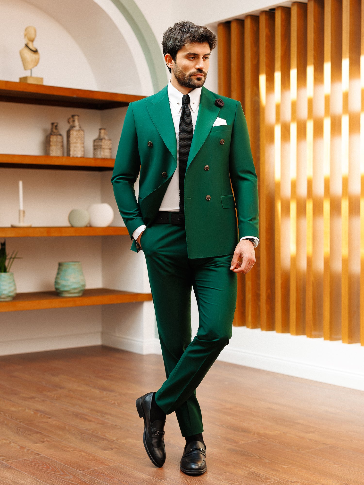 Green Double Breasted Suit 2-Piece