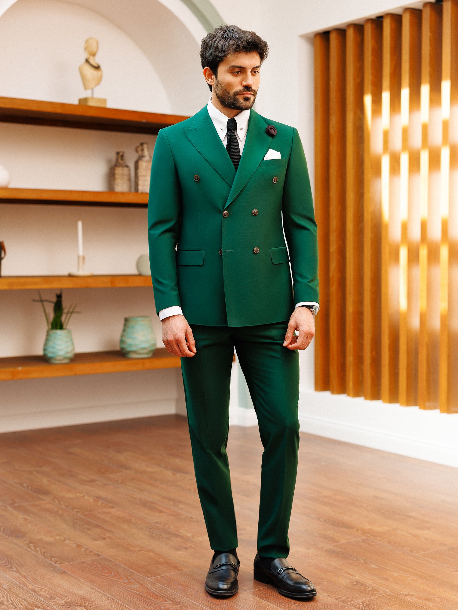 Green Double Breasted Suit 2-Piece