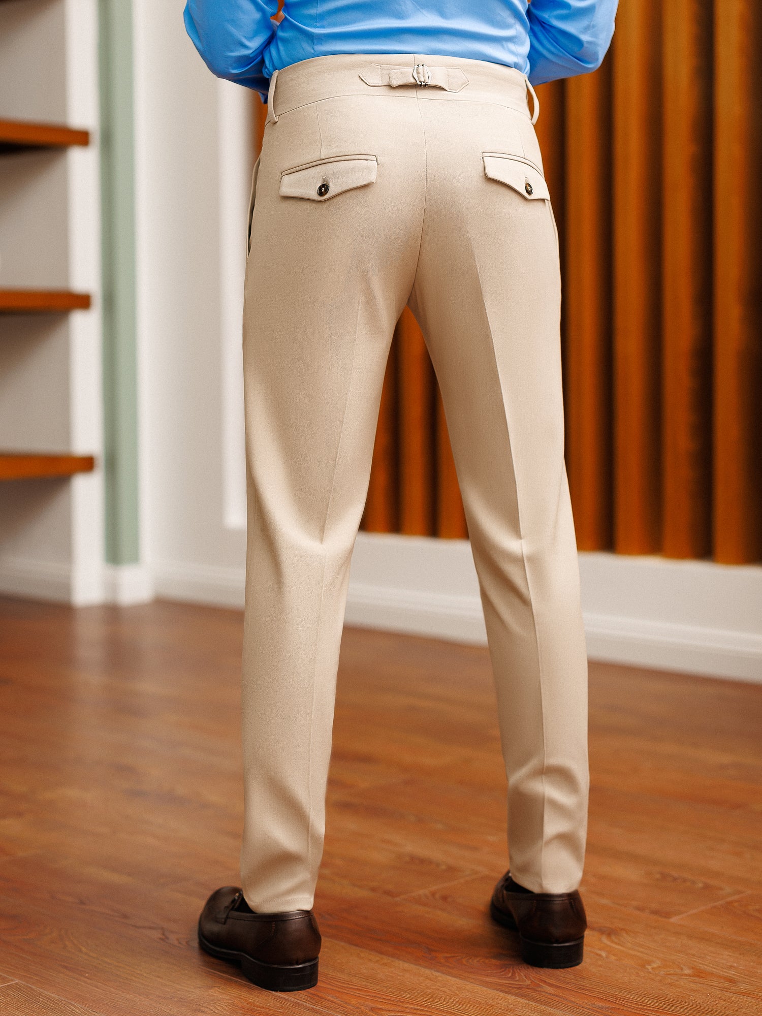 Beige Slim-Fit Pants