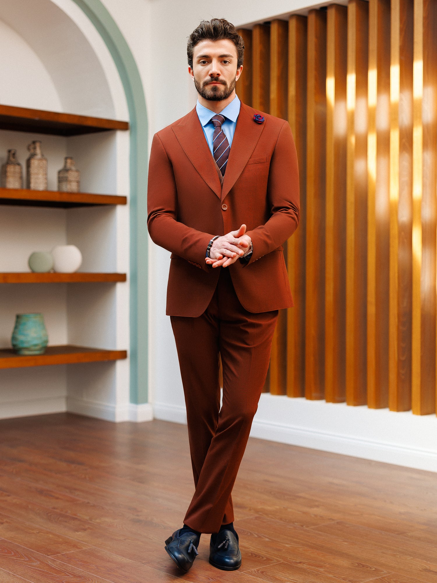 Brown Slim-Fit Suit 3-Piece