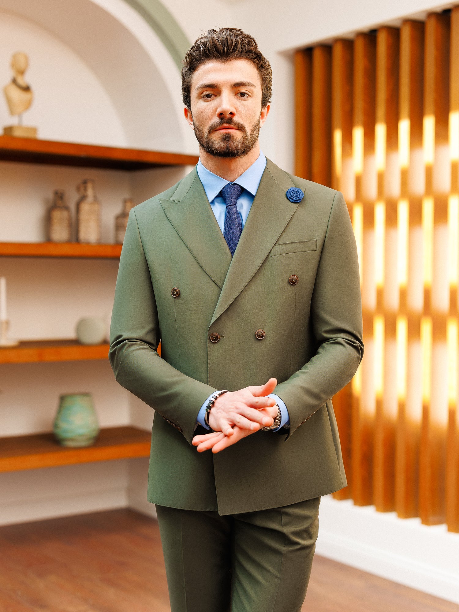 Khaki Double Breasted Suit 2-Piece